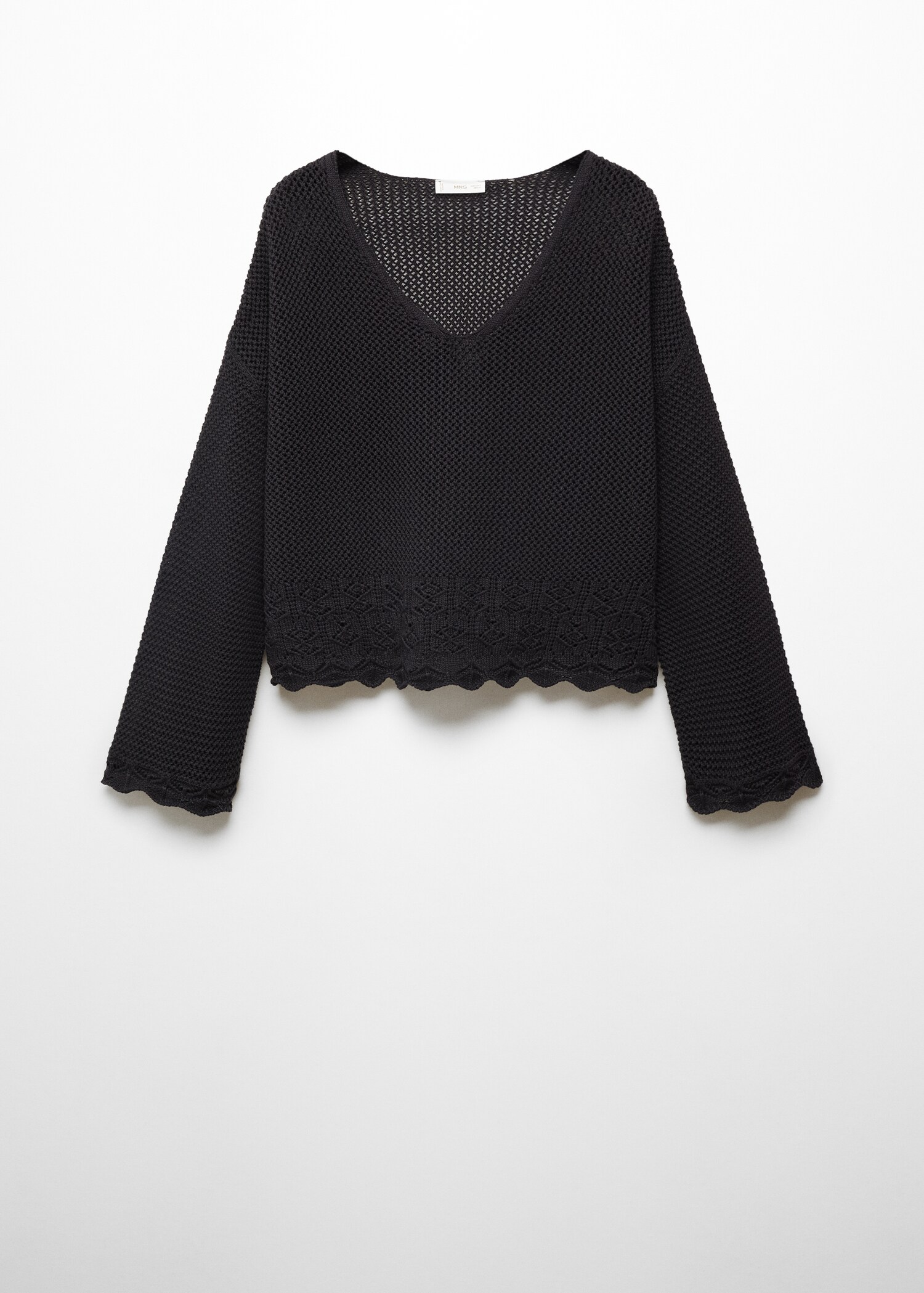 V-neck openwork knitted sweater - Article without model