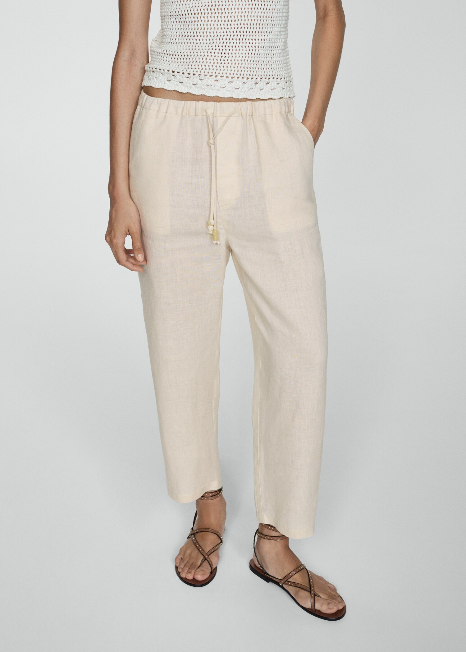 100% linen trousers - Medium plane