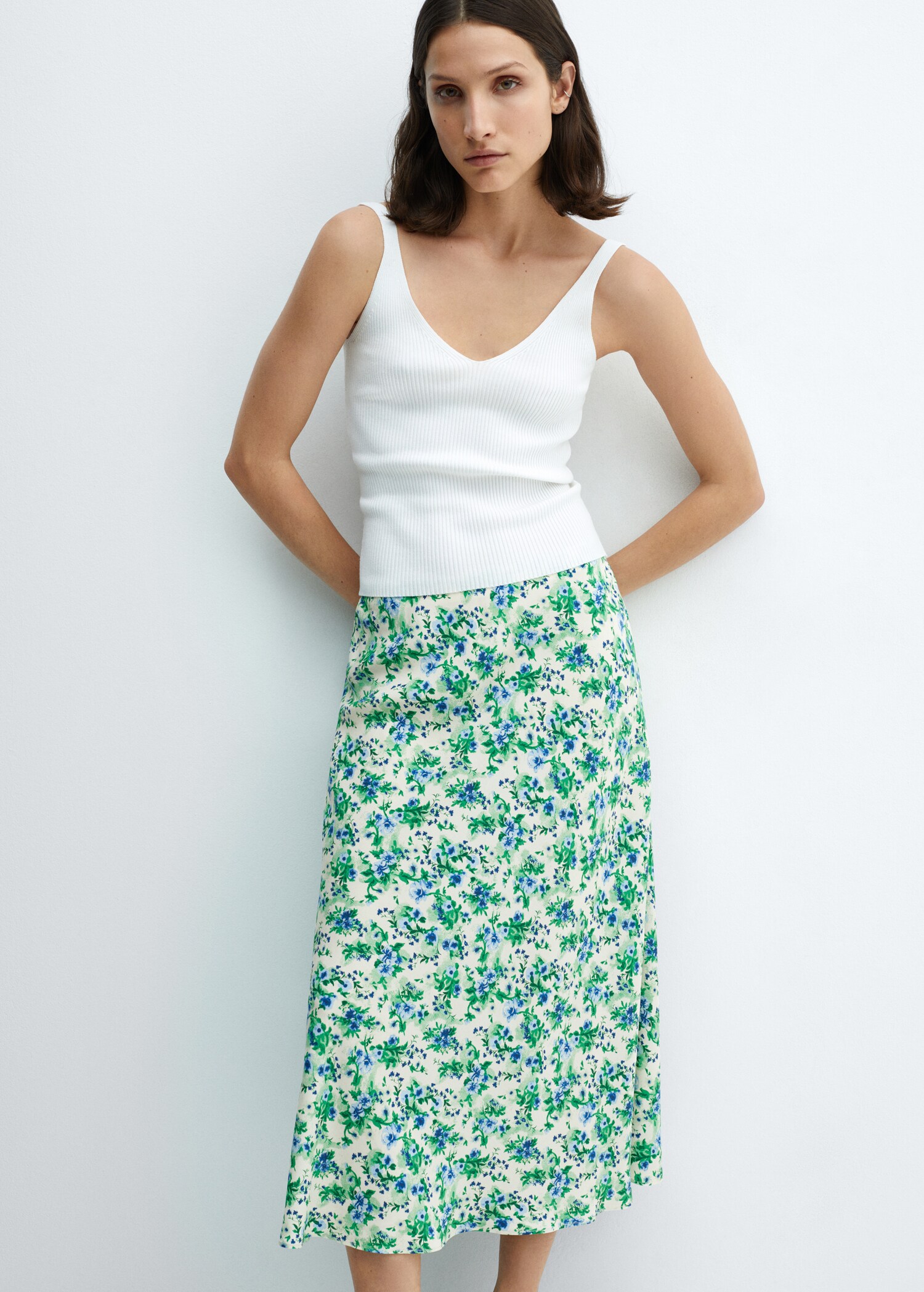 Printed satin skirt - Details of the article 1