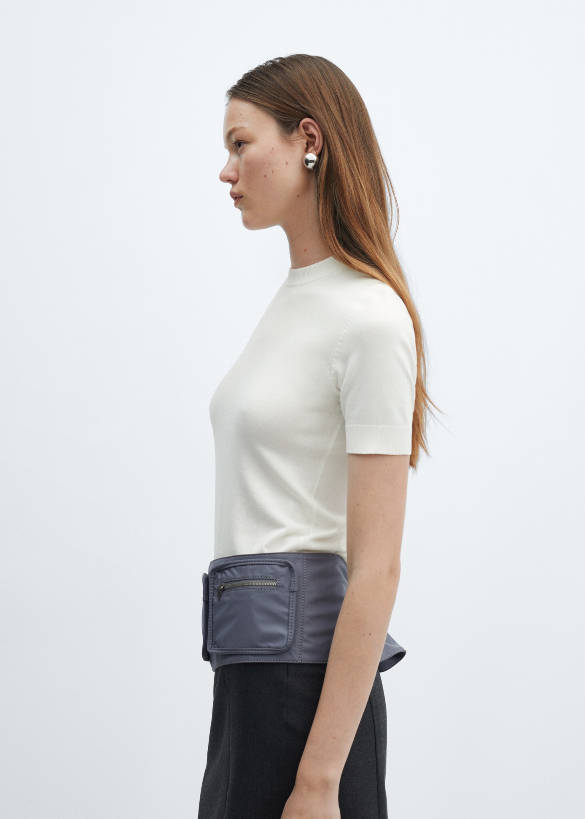 Short sleeve sweater - Details of the article 1, Ecru. Ref: 67075745-00.