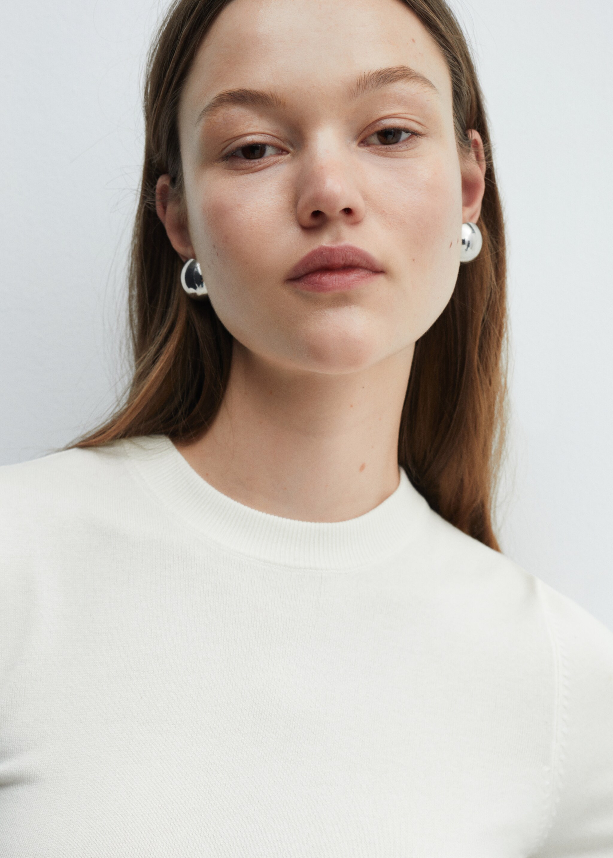 Short sleeve sweater - Details of the article 2, Ecru. Ref: 67075745-00.