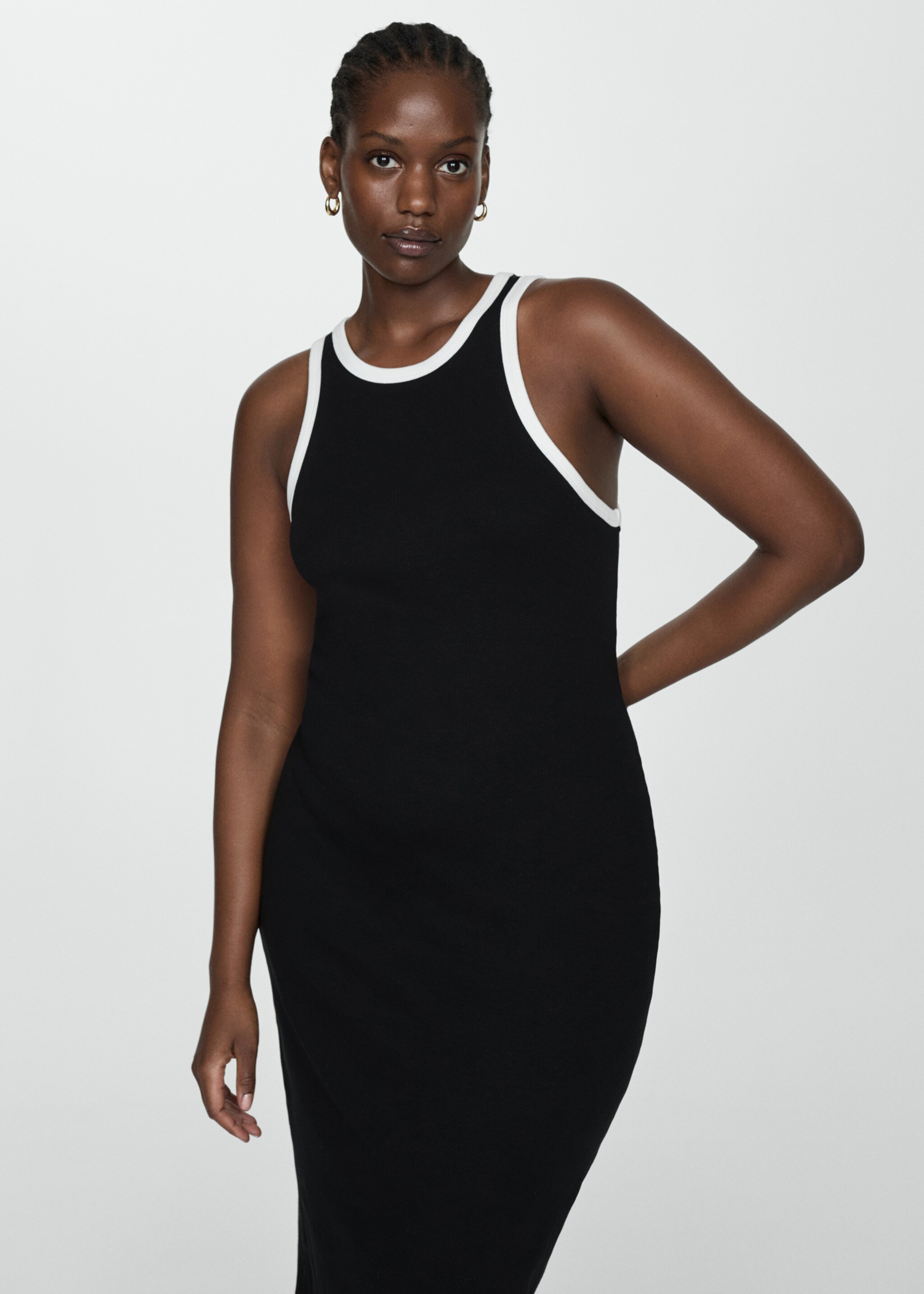 Contrast ribbed knit dress - Details of the article 5