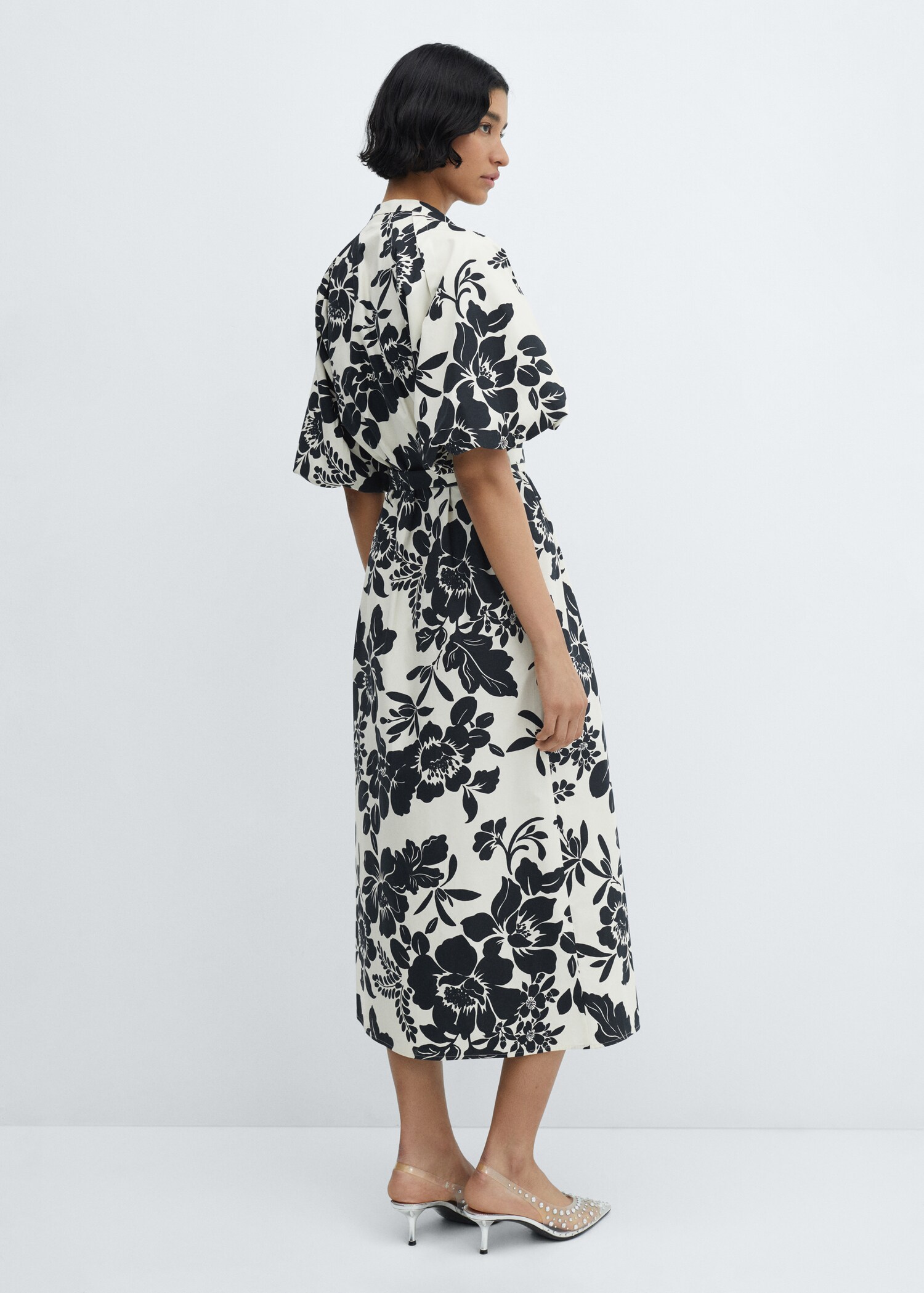 Floral puffed sleeves dress - Reverse of the article