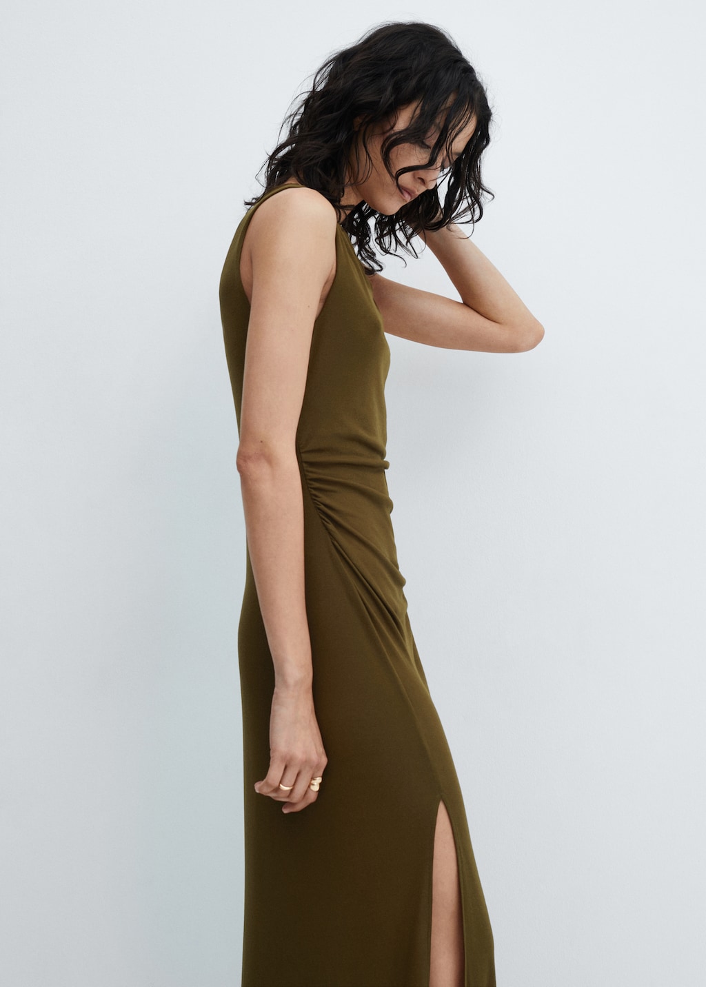 超美品Venus Cut-Out Ruched Dress Clovette Olive Ruched Bardot Cut-Out Midi Dress – Club L