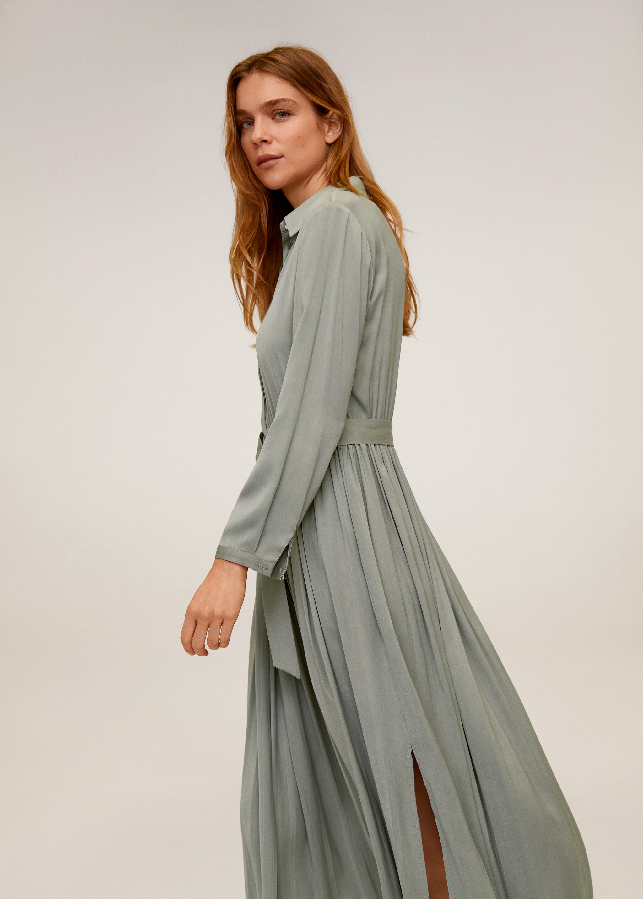 Vestido camisero satinado - Detalle del artículo 1
