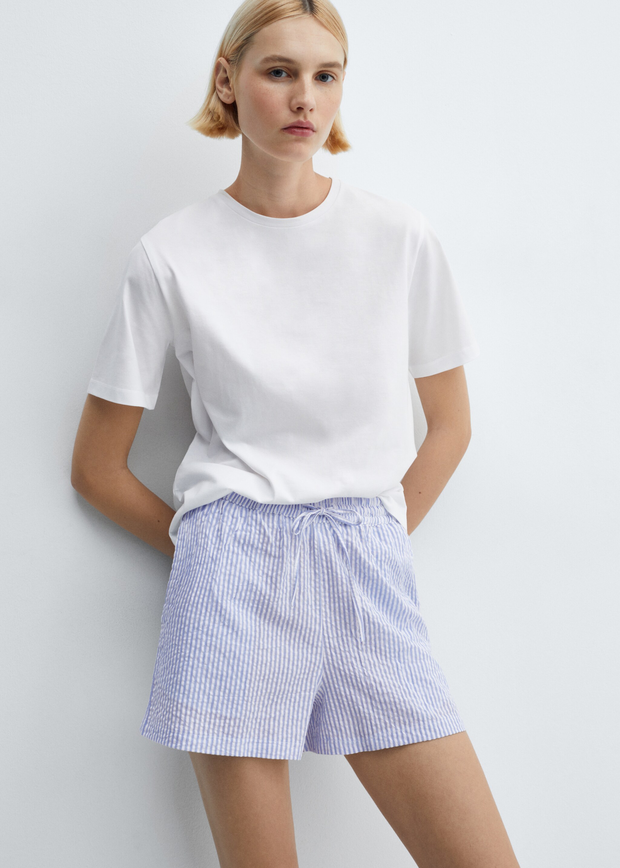 Two-piece striped cotton pyjamas - Medium plane, Blue. Ref: 67075979-00.