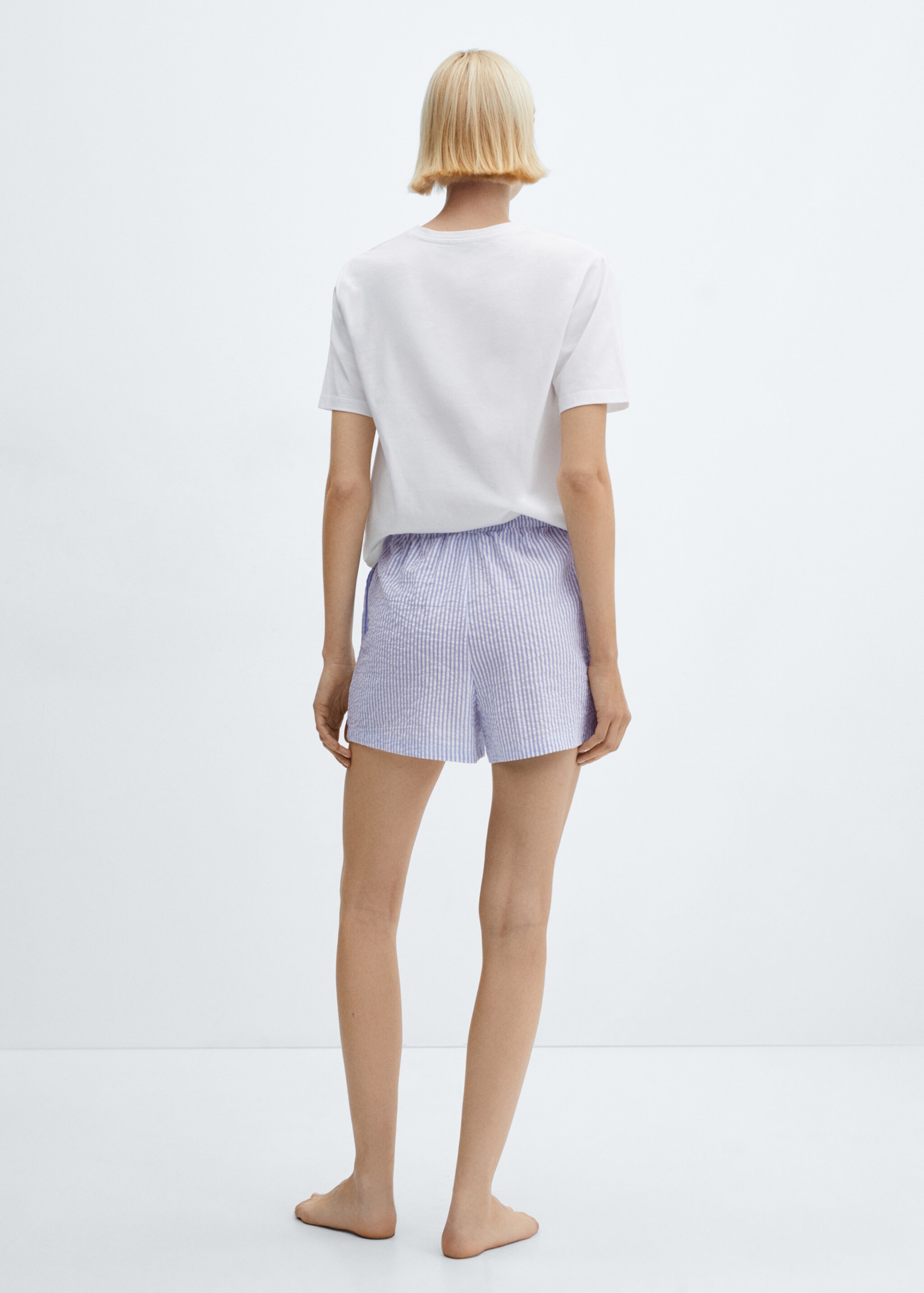 Two-piece striped cotton pyjamas - Reverse of the article, Blue. Ref: 67075979-00.