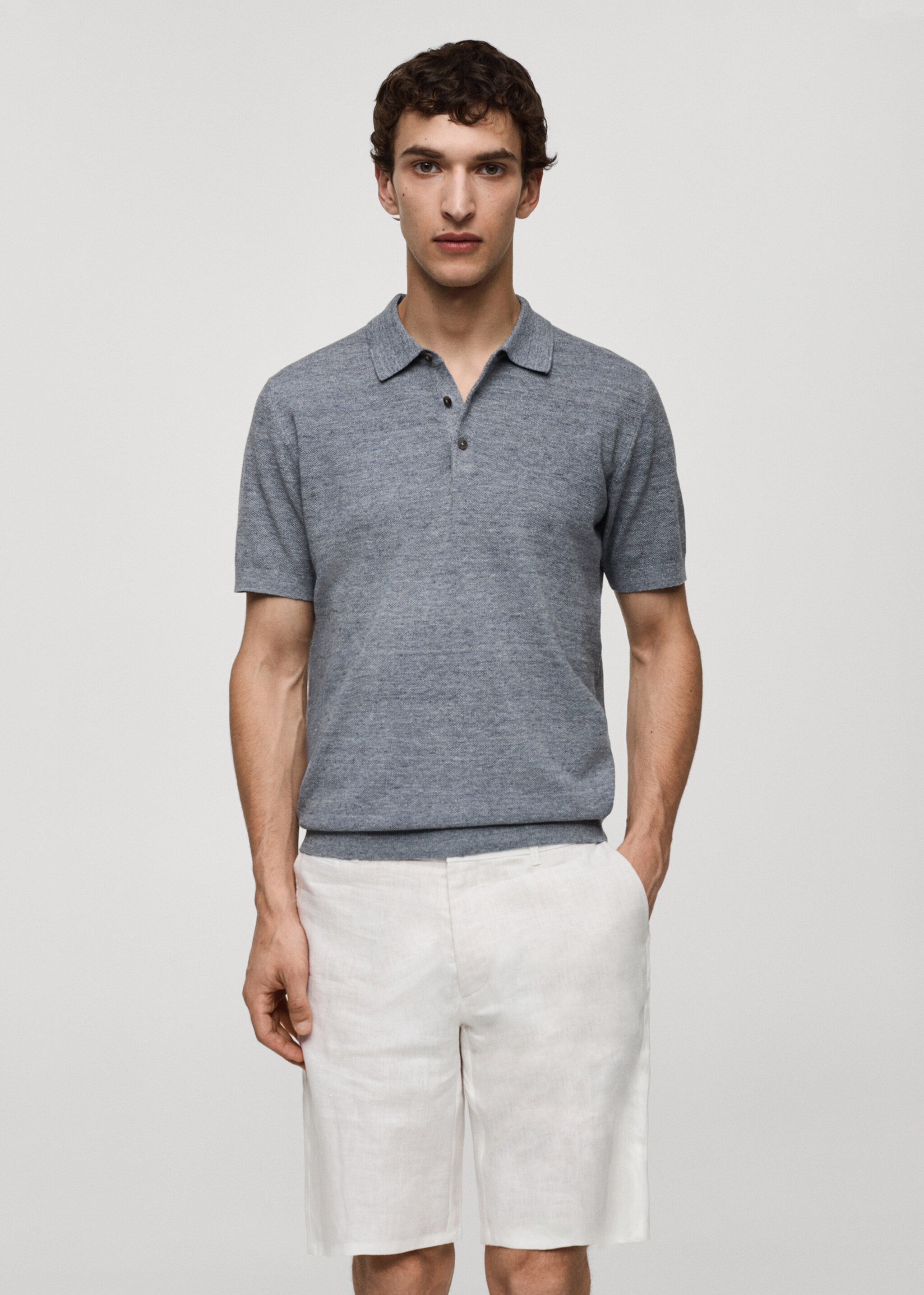 Short-sleeve knitted polo shirt - Medium plane