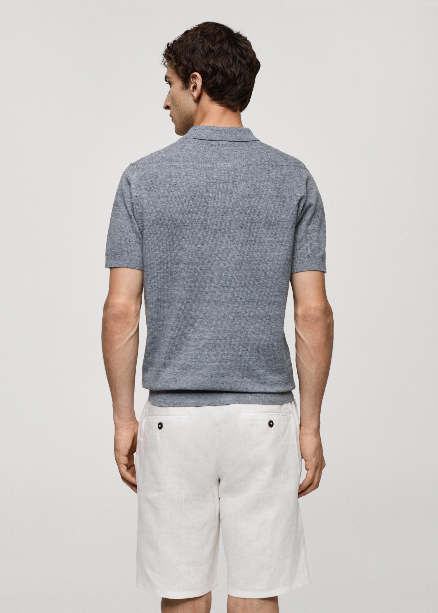Short-sleeve knitted polo shirt - Reverse of the article