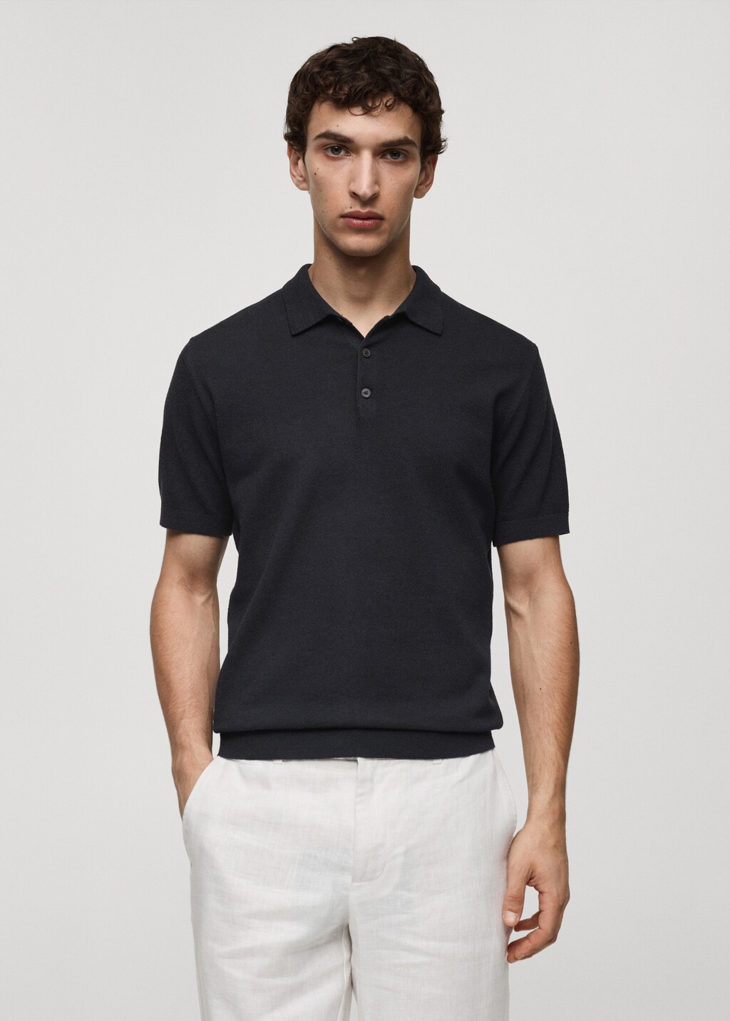 Short-sleeve knitted polo shirt - Men | MANGO OUTLET USA