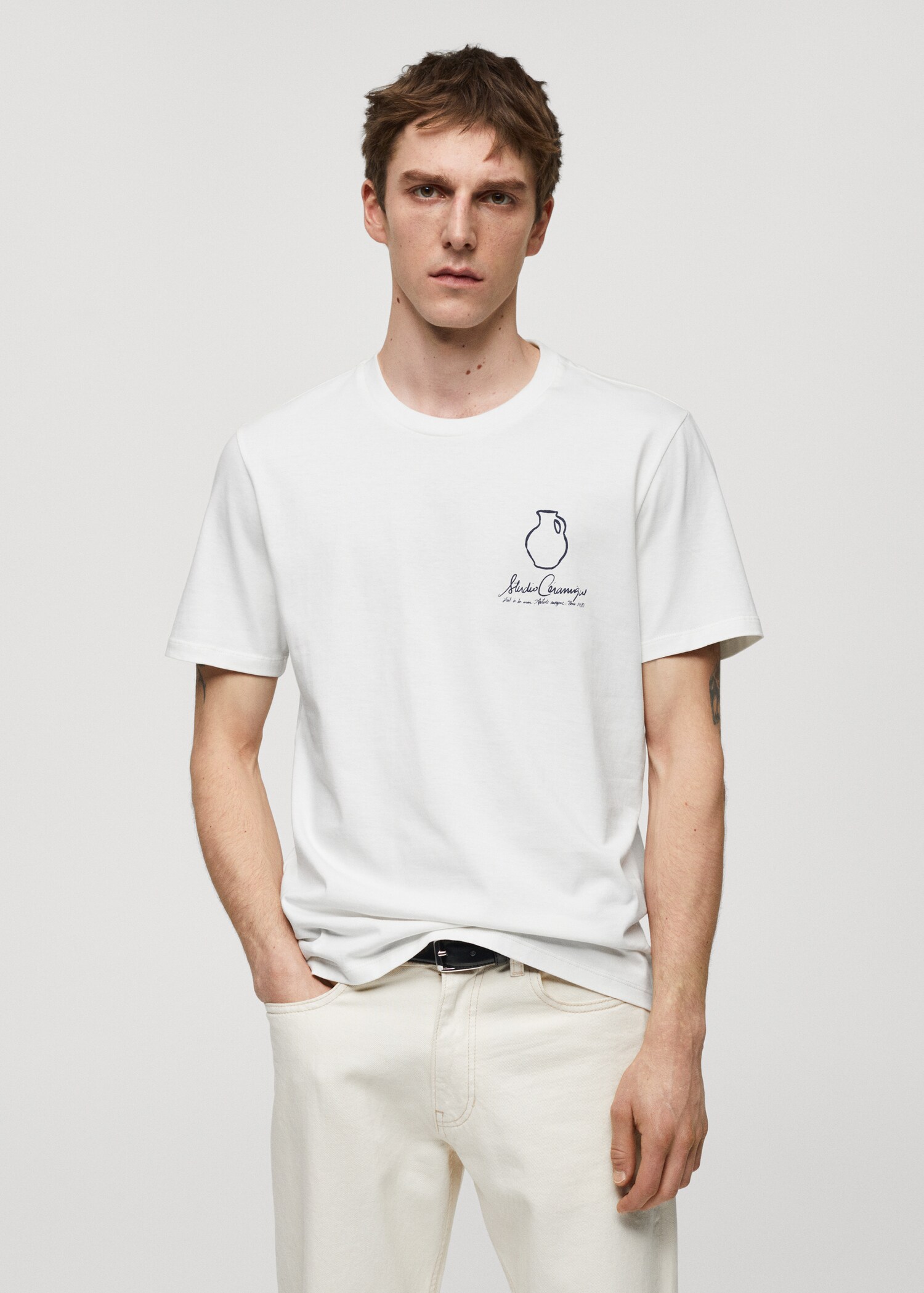100% cotton t-shirt with printed detail - Medium plane