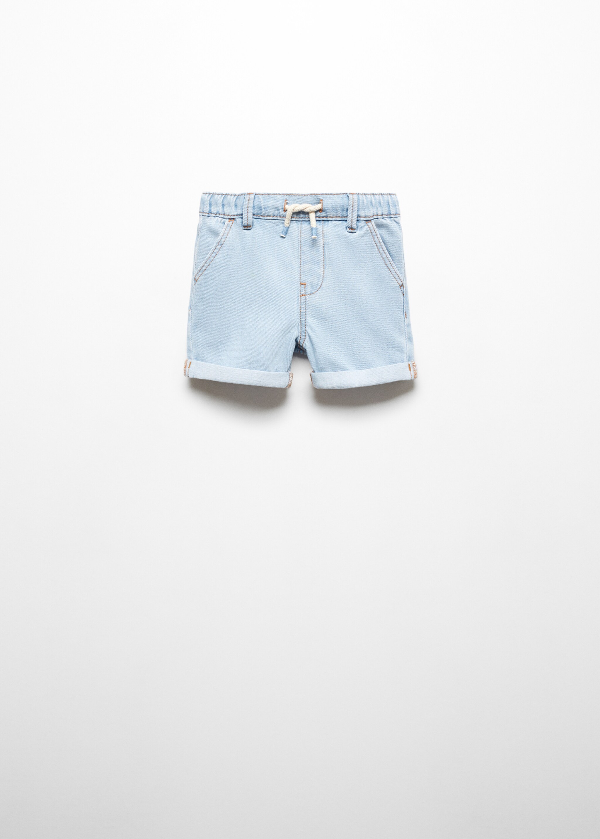 Elastic waist denim Bermuda shorts - Article without model, Light Blue. Ref: 67075989-00.