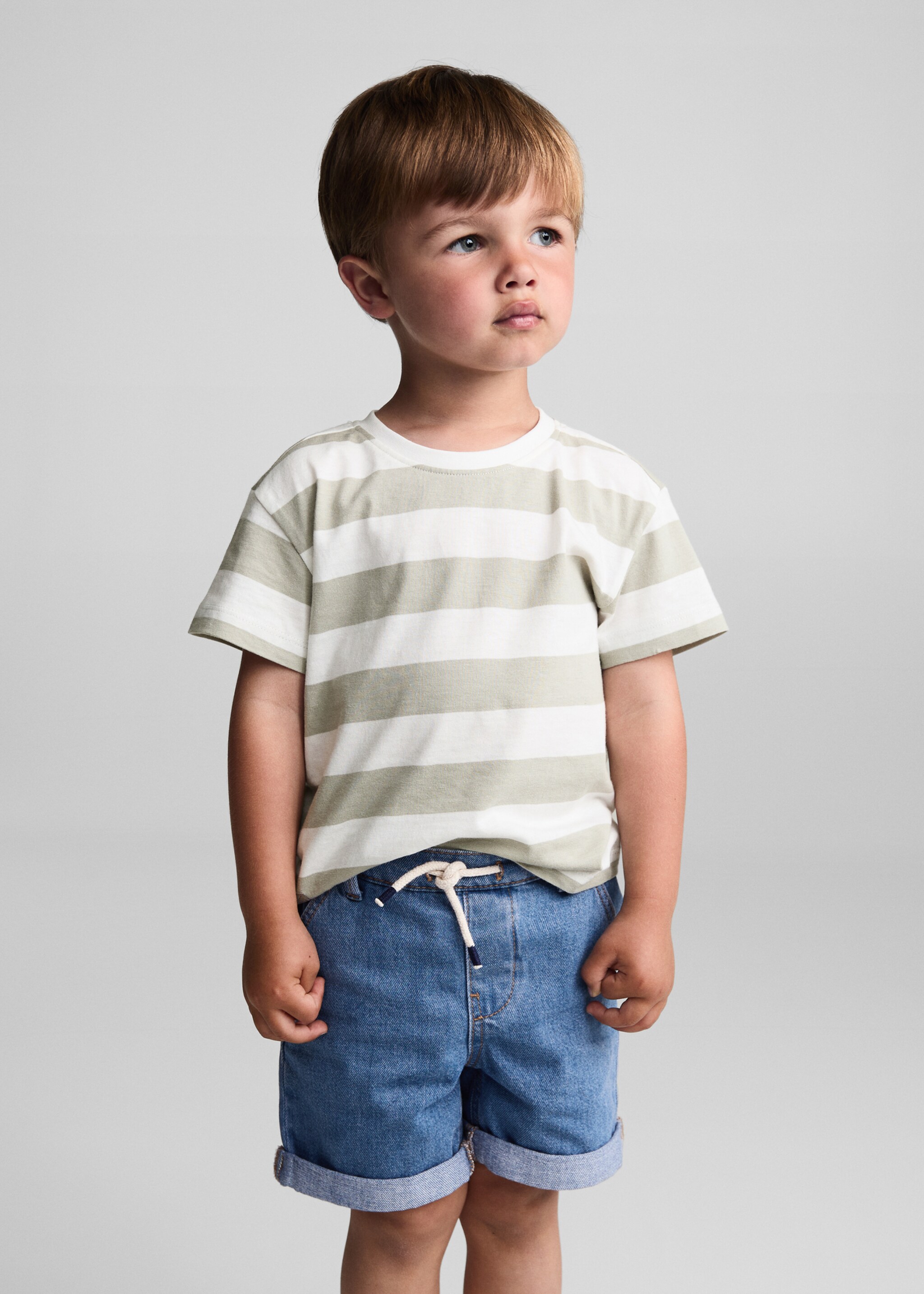 Bermudy denim s elastickým pasem - Náhled ve středové rovině