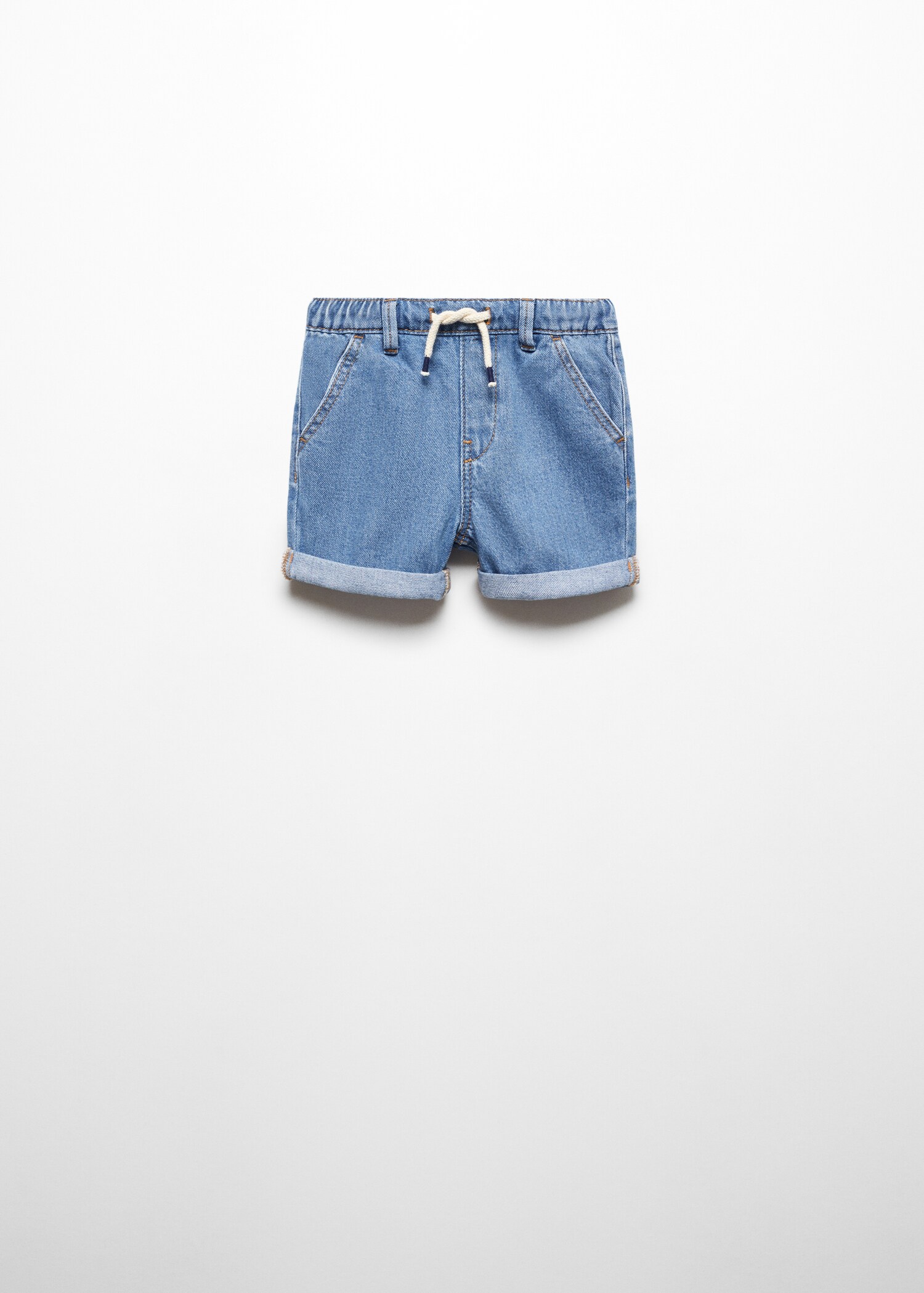 Elastic waist denim Bermuda shorts - Article without model