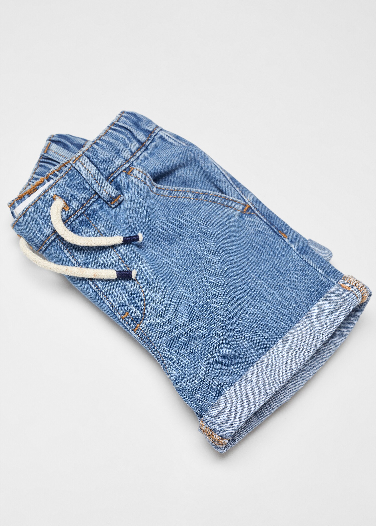 Elastic waist denim Bermuda shorts - Details of the article 8