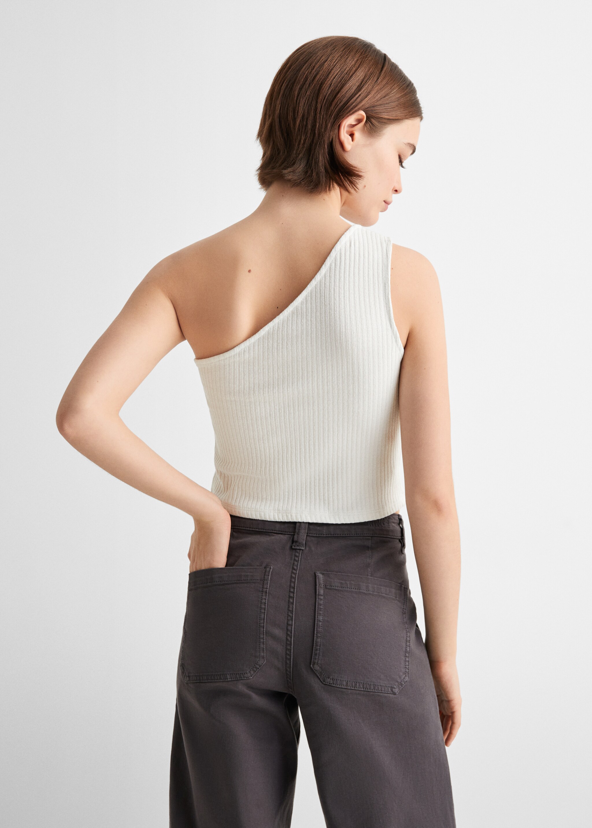 Lurex ribbed top - Reverse of the article, Off White. Ref: 67076010-00.