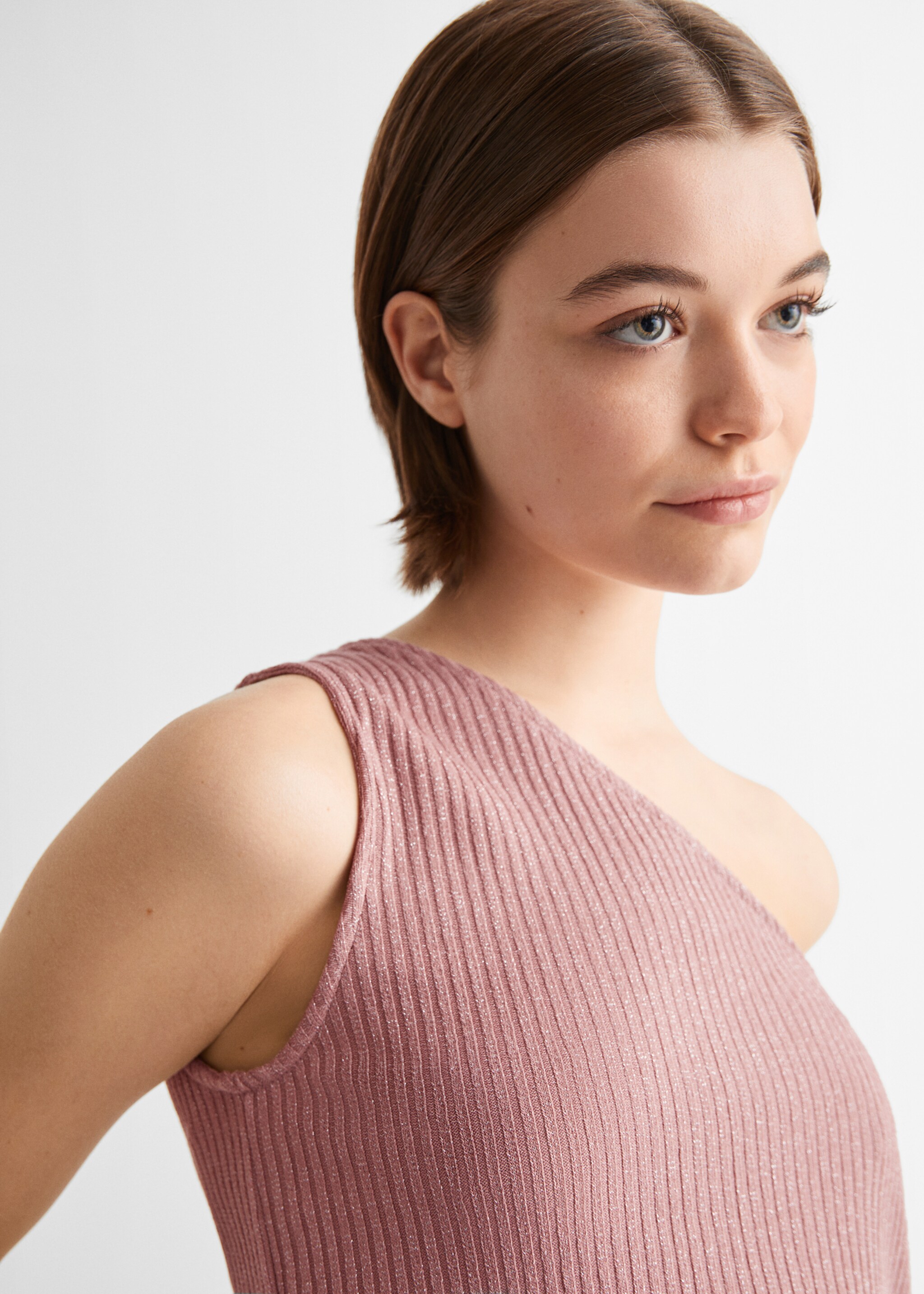 Lurex ribbed top - Details of the article 1, Pink. Ref: 67076010-00.
