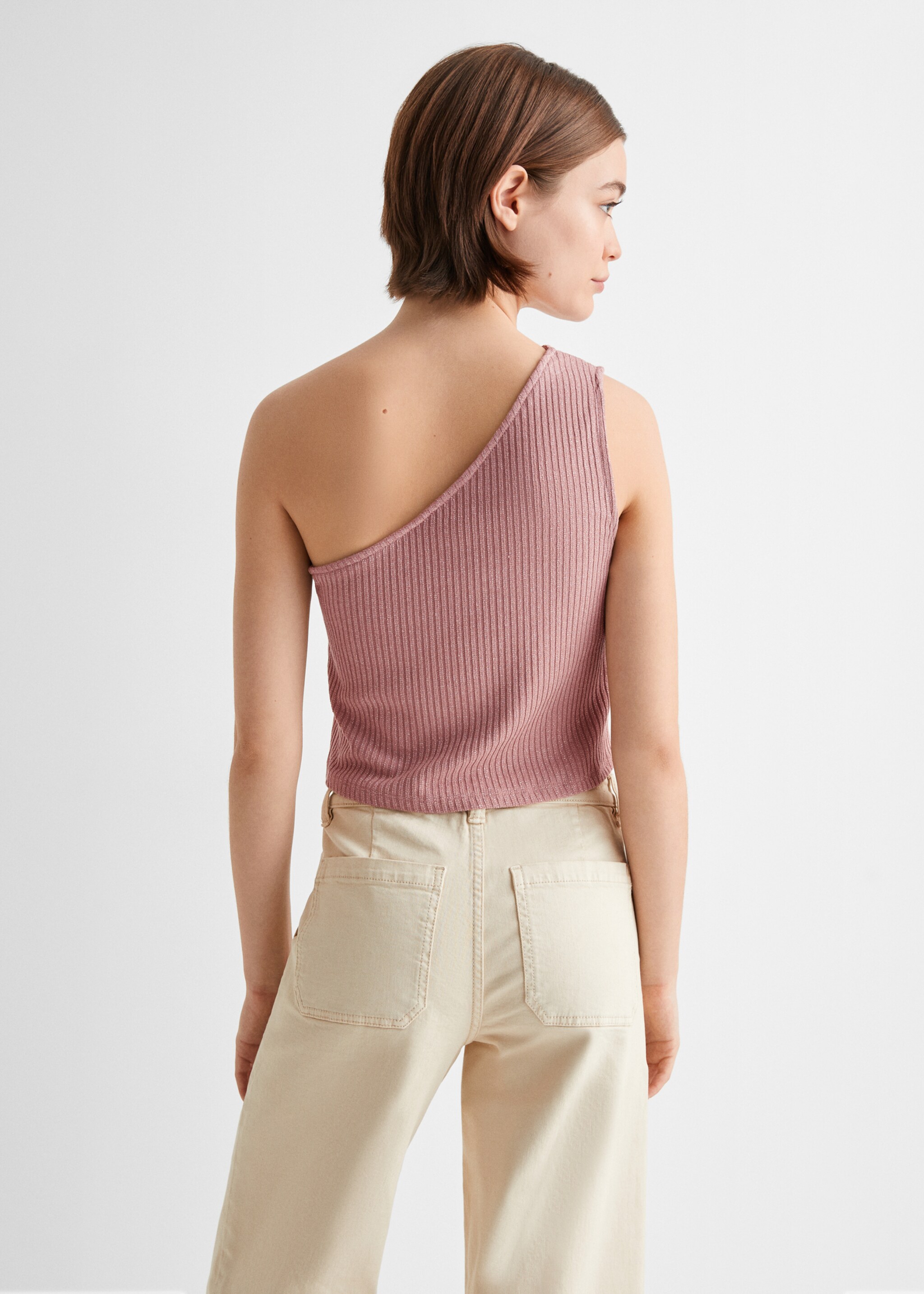 Lurex ribbed top - Reverse of the article, Pink. Ref: 67076010-00.