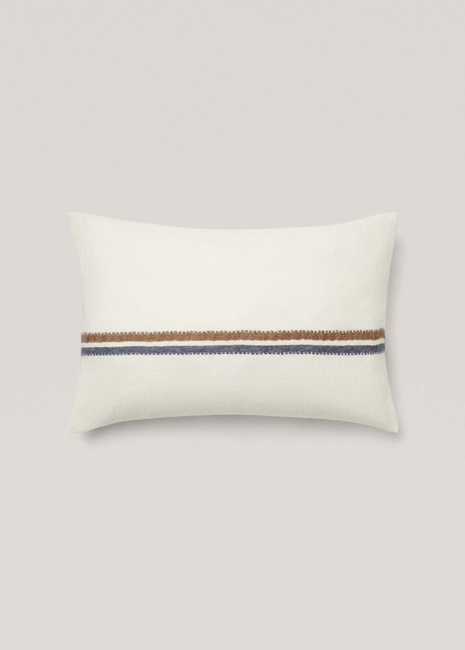 Linen cushion case with embroidered stripe 40x60cm - Article without model