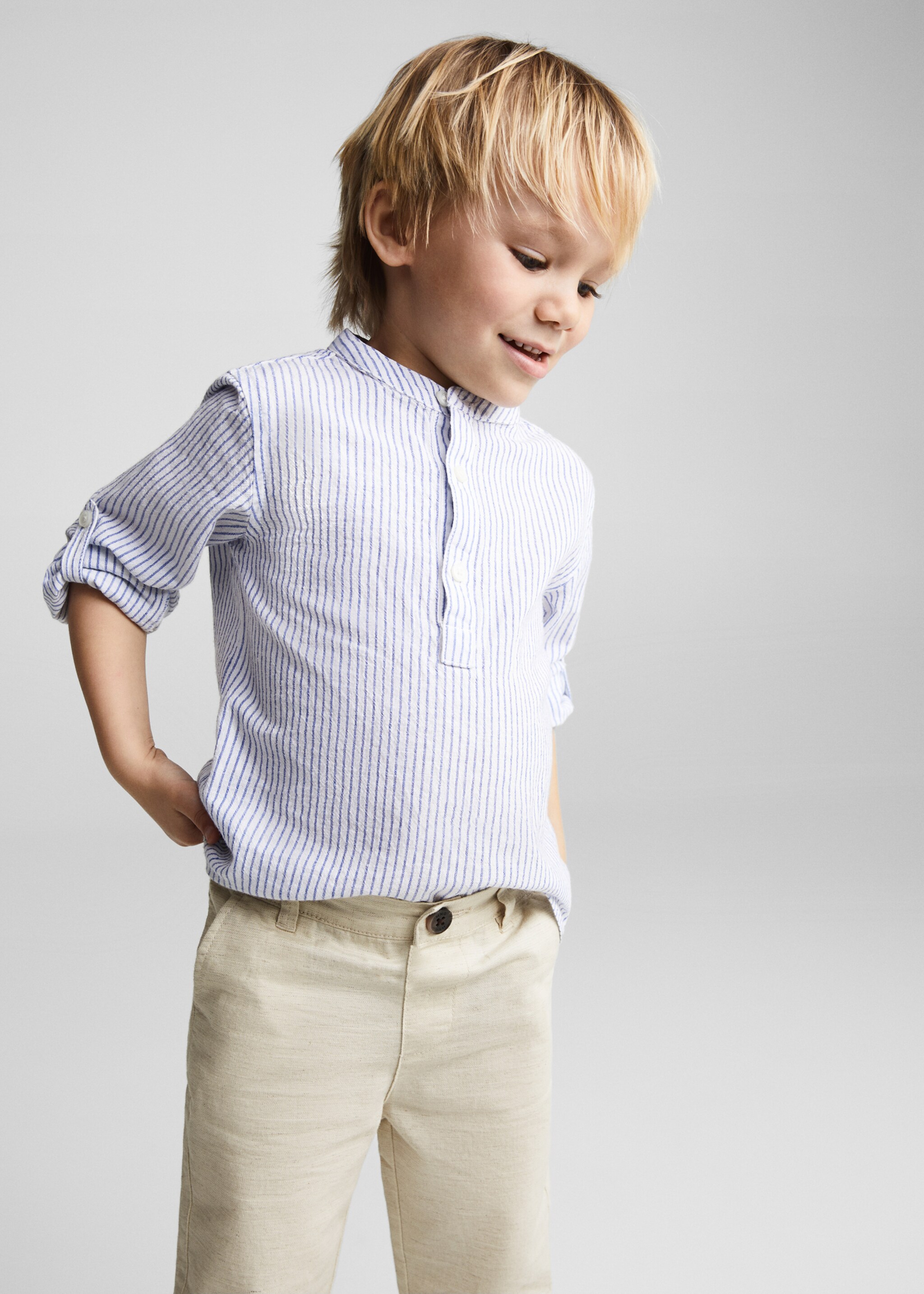 Straight linen-blend trousers - Medium plane