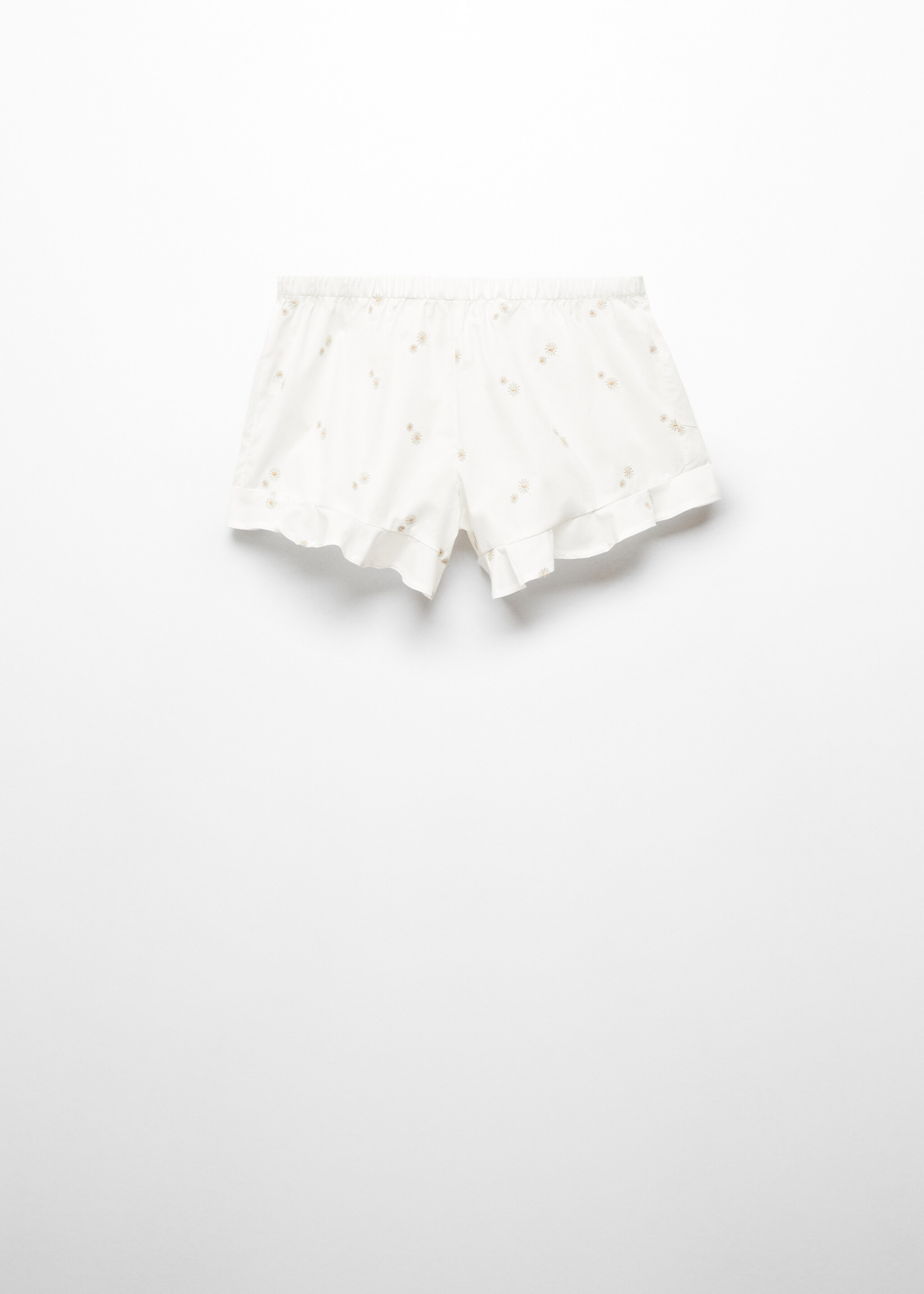 Pyjamasshorts i bomull med blomsterbroderi - Artikkel uten modell