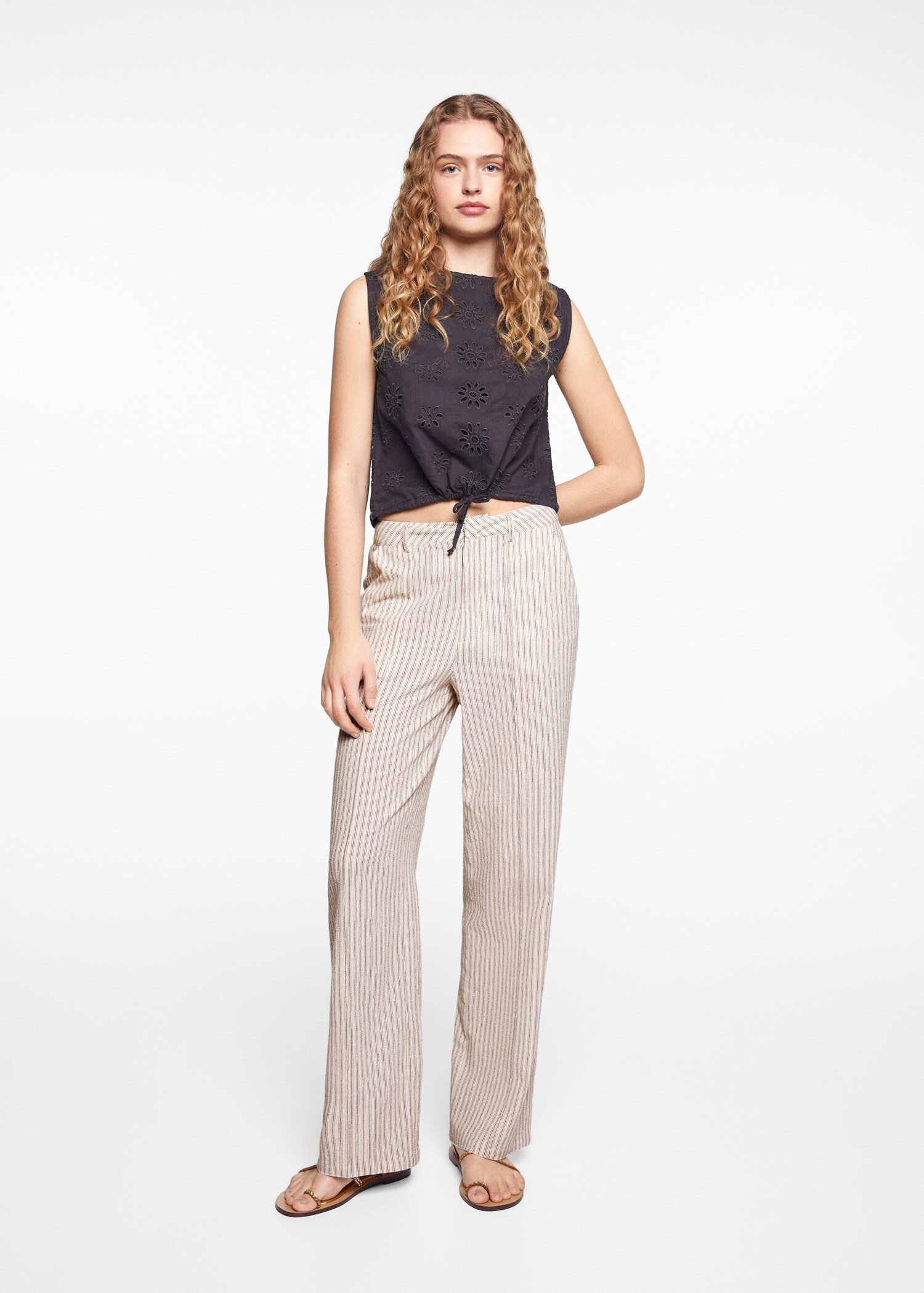 Gestreepte straight-fit broek - Detail van het artikel 1
