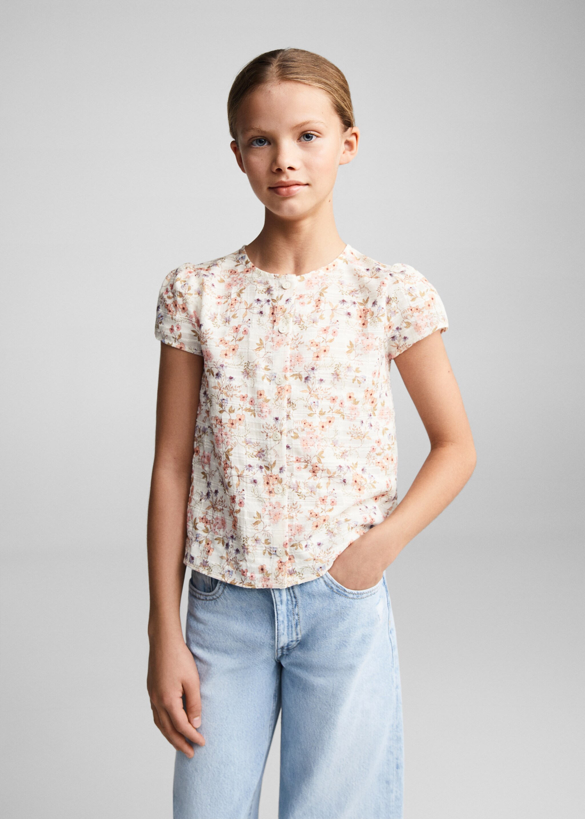 Buttoned floral blouse - Medium plane