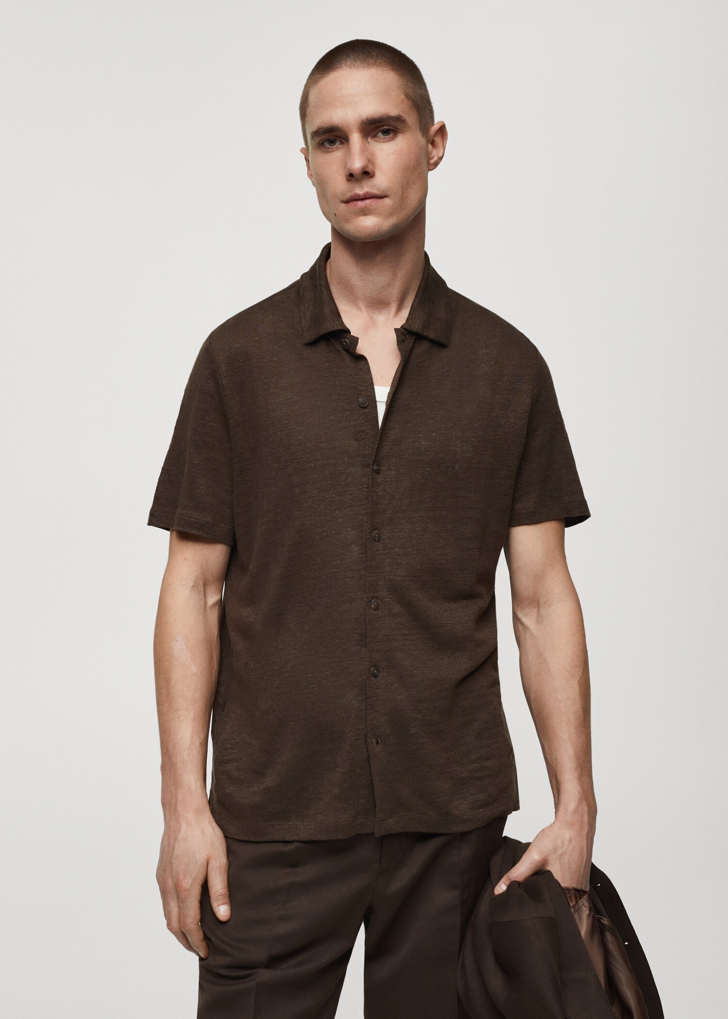 100% linen buttoned polo shirt - Medium plane