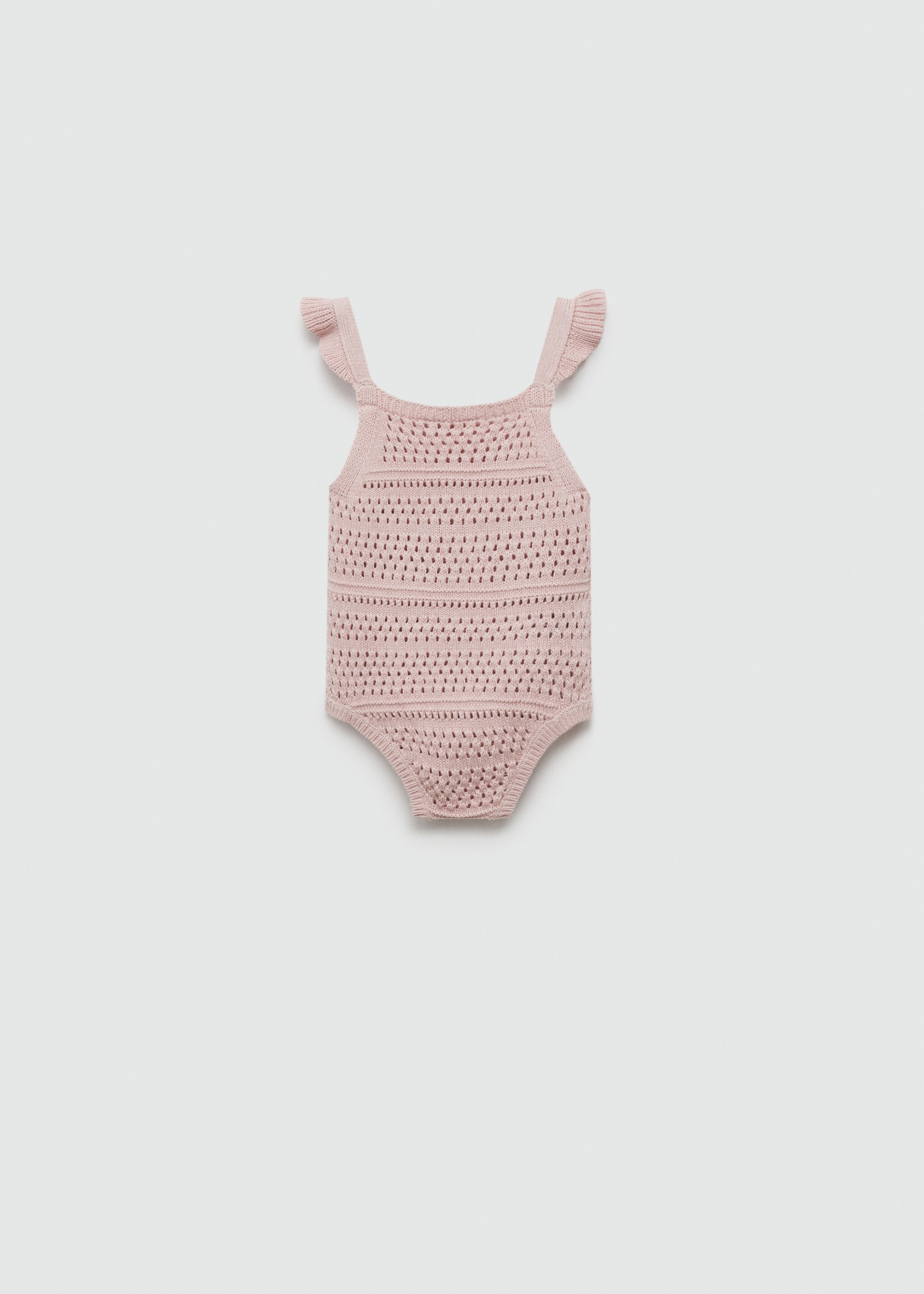 Cotton openwork knitted romper - Reverse of the article, Pink. Ref: 67076330-00.