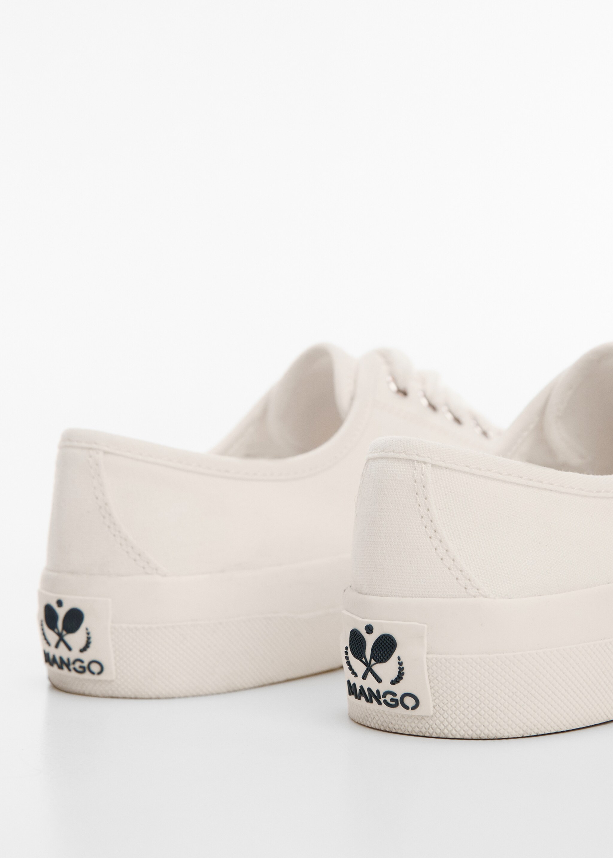 Canvas laced sneakers - Details of the article 1, White. Ref: 67076342-00.