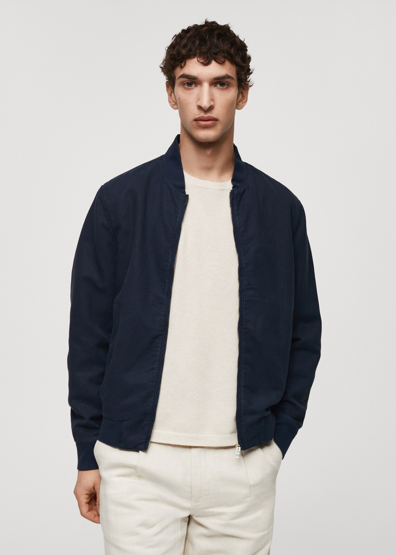Blouson bomber Lyocell lin - Plan moyen