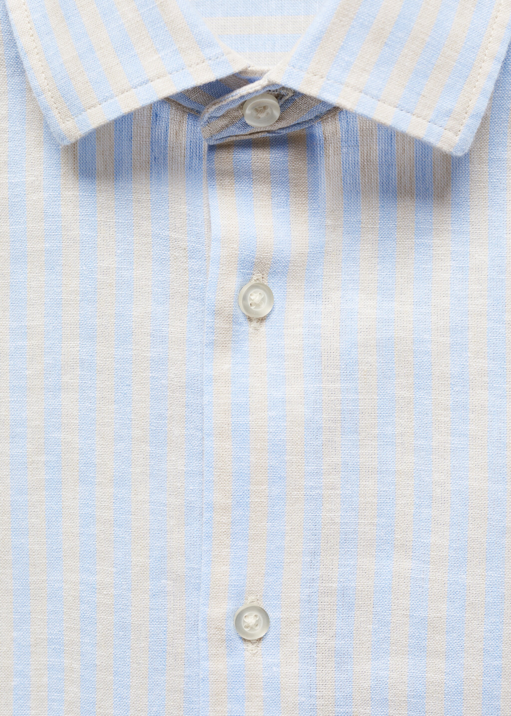 Camisa regular fit lino rayas - Detalle del artículo 8, Beige. Ref: 67076726-00.