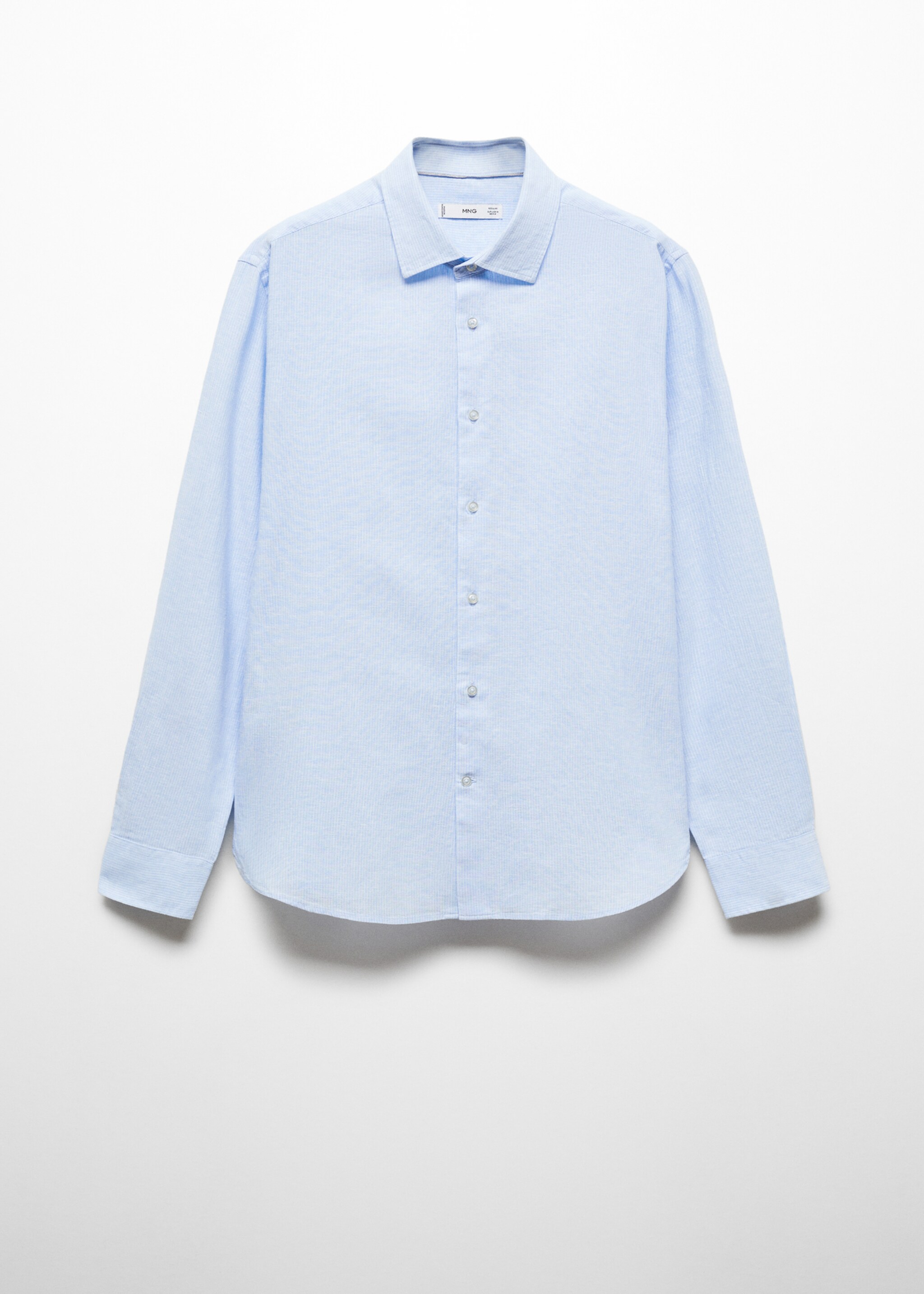 Gestreiftes Regular Fit-Leinenhemd - Artikel ohne Model, Himmelblau. Ref: 67076726-00.