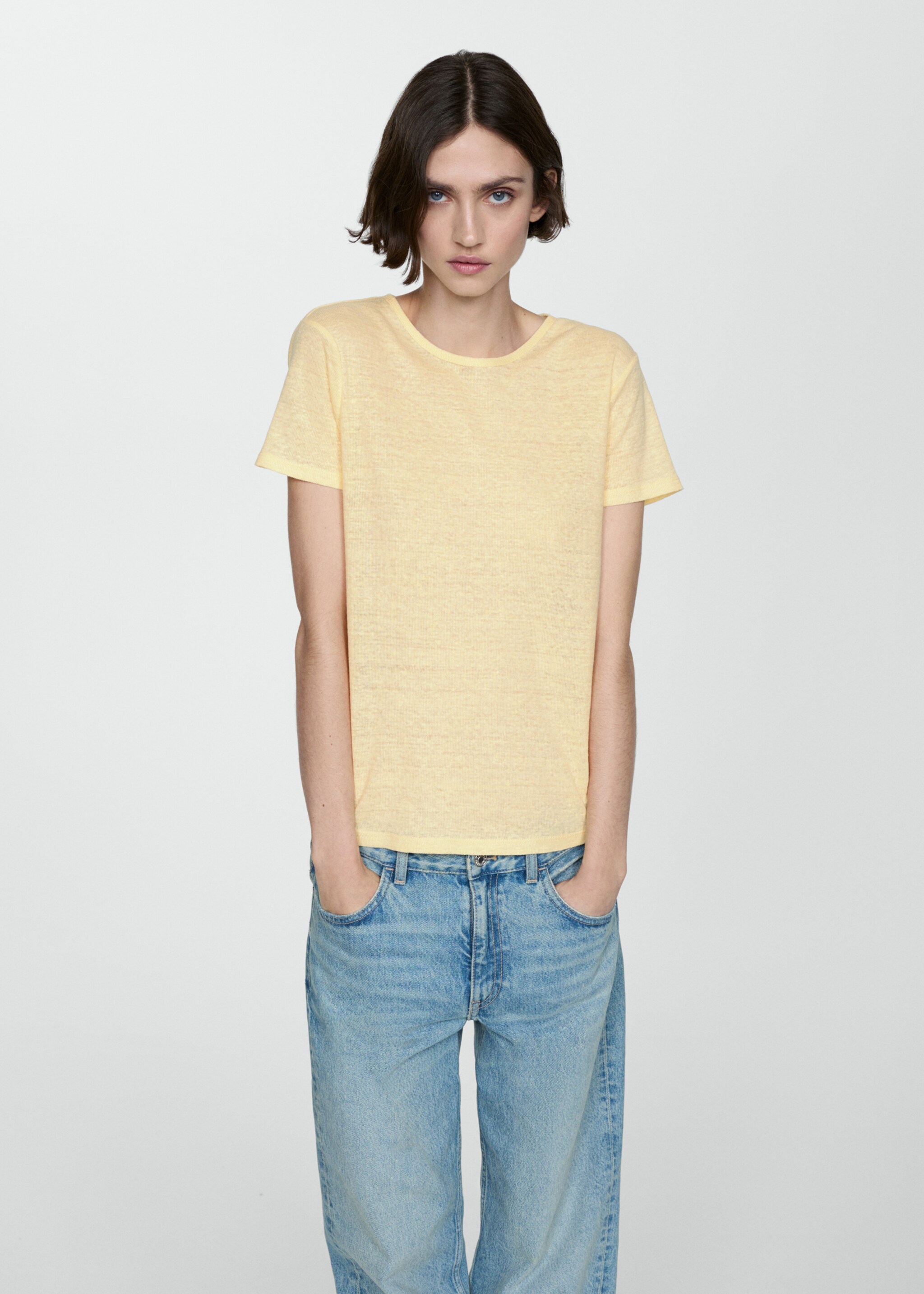Short-sleeved linen t-shirt - Medium plane