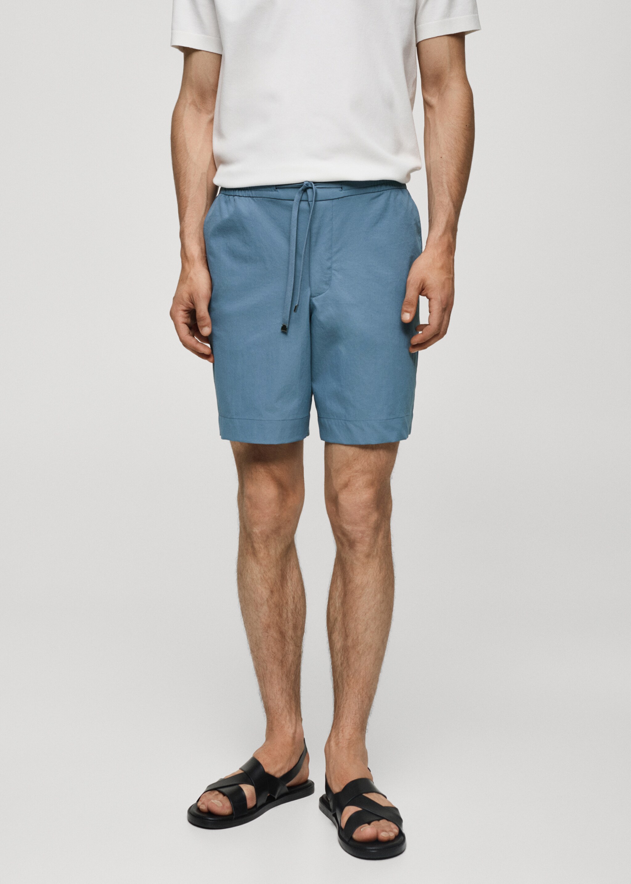 Technical fabric bermuda shorts with drawstring - Medium plane