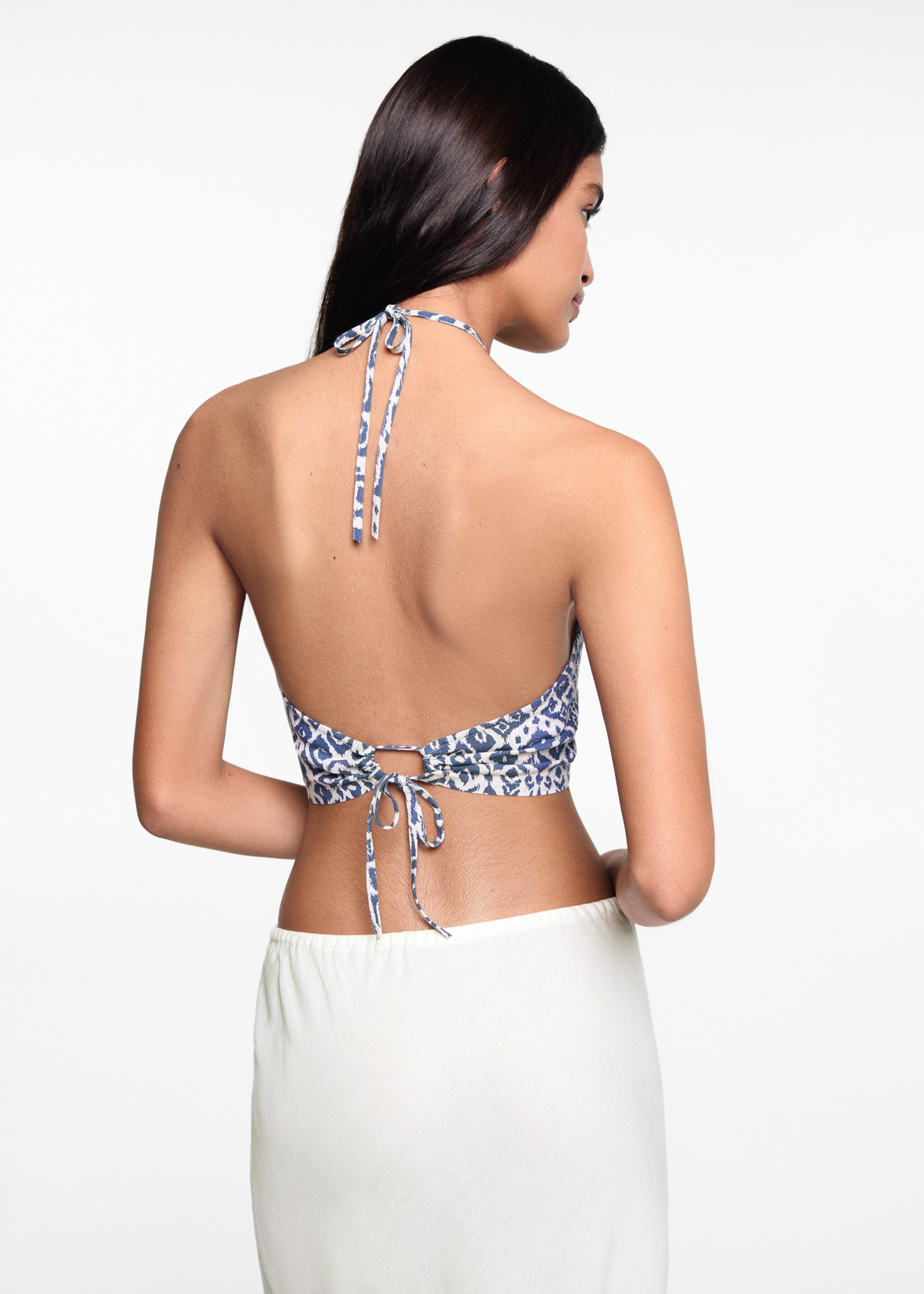Printed halter-neck cropped top - Reverse of the article