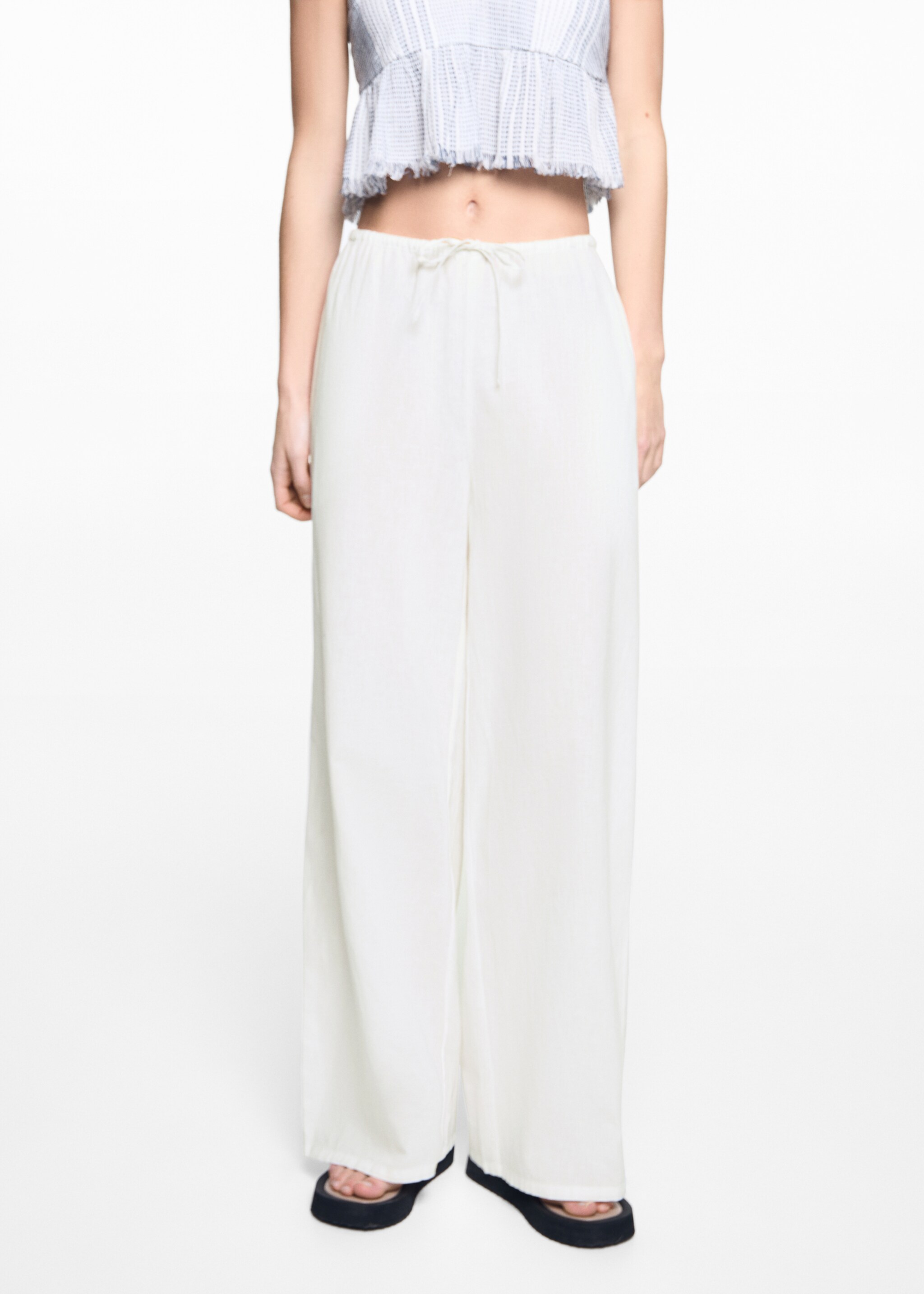 Wideleg linen trousers - Medium plane