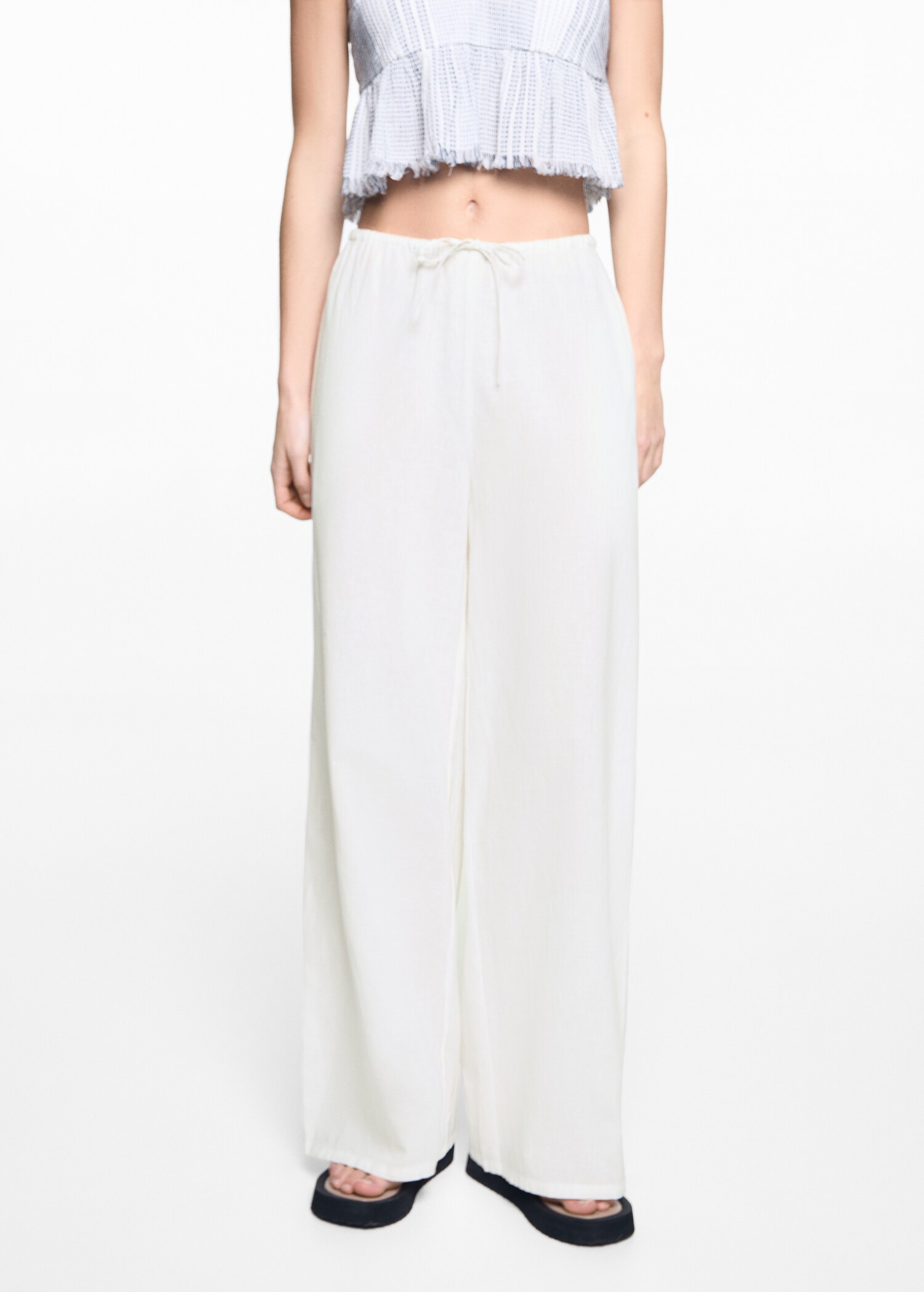 Wideleg linen trousers - Medium plane