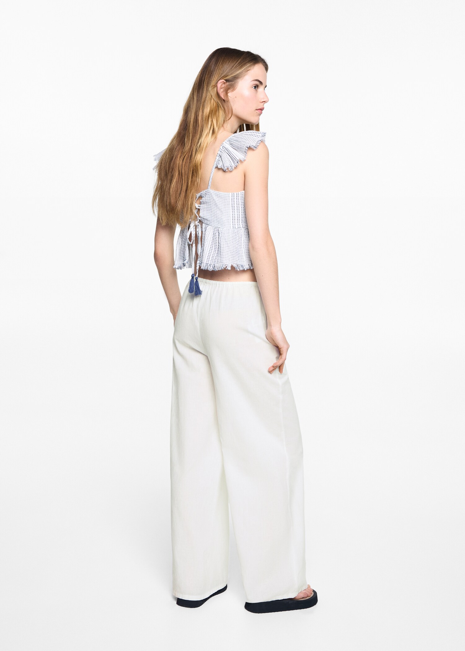 Wideleg linen trousers - Reverse of the article