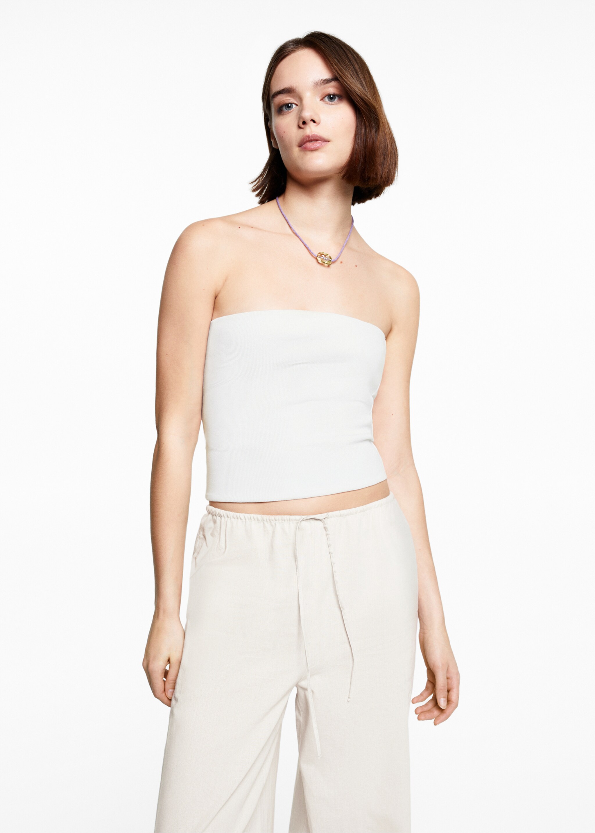 Wideleg linen trousers - Medium plane