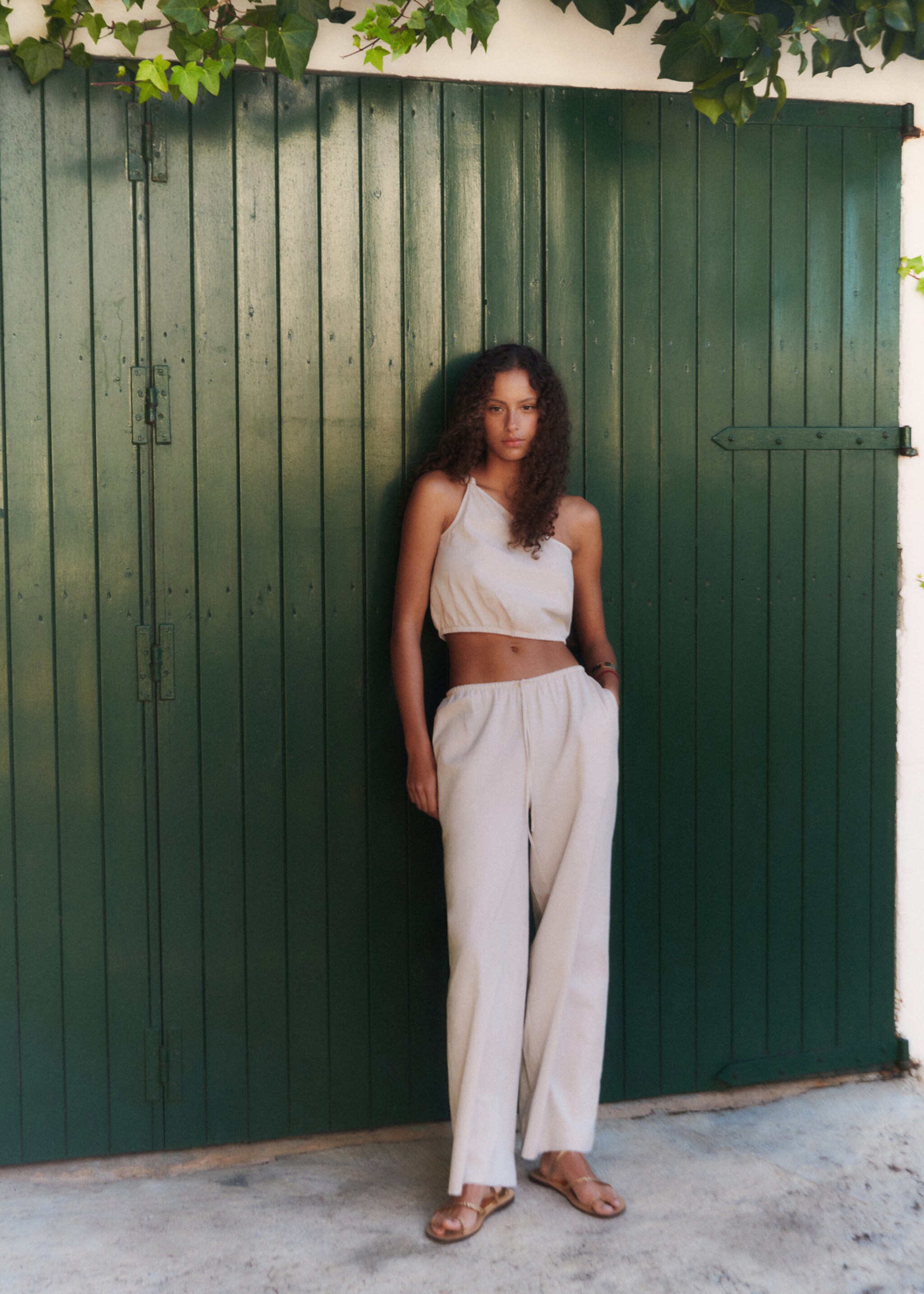 Wideleg linen trousers - Details of the article 5