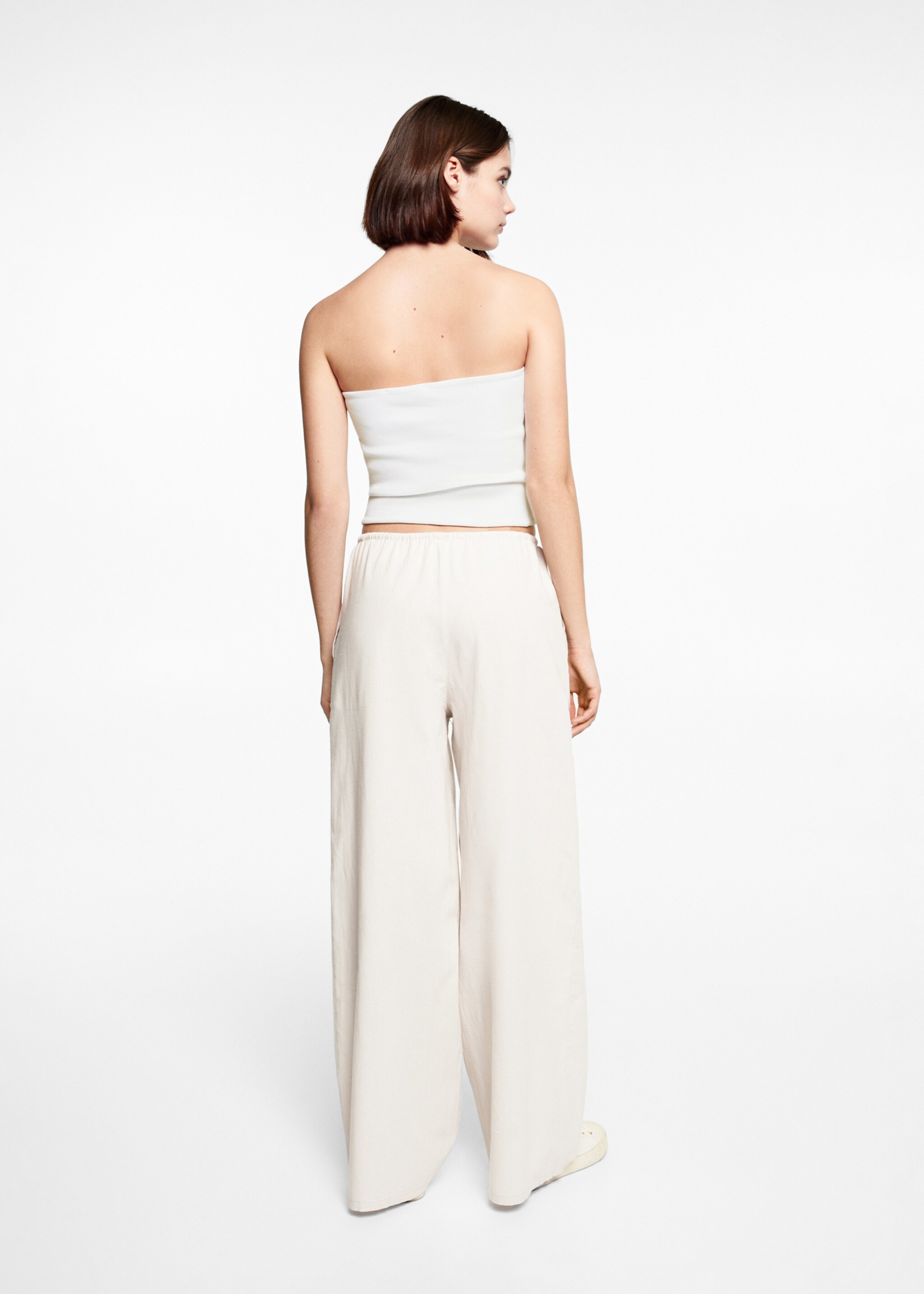 Wideleg linen trousers - Reverse of the article