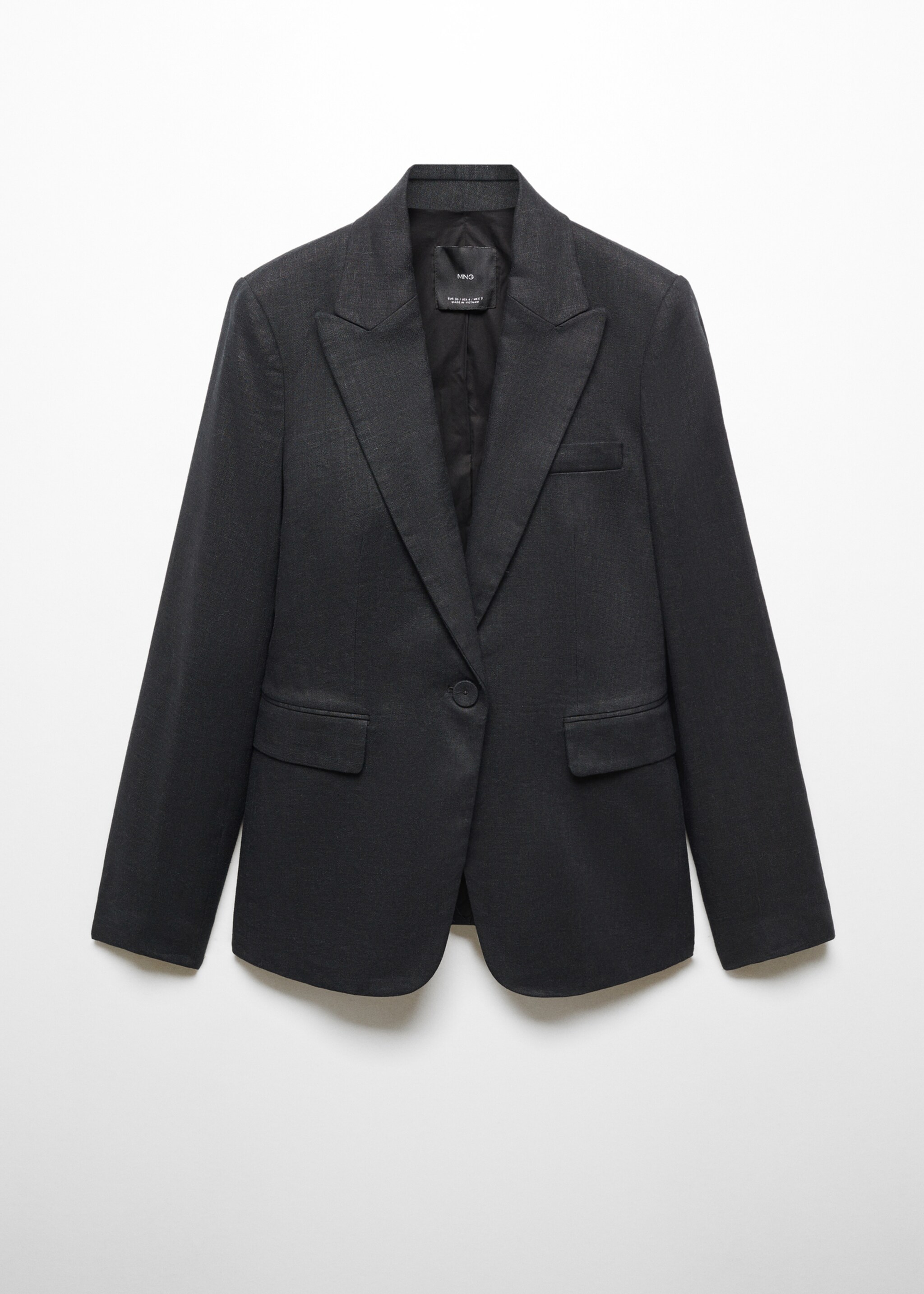 100% linen suit jacket - Article without model, Black. Ref: 67077112-00.