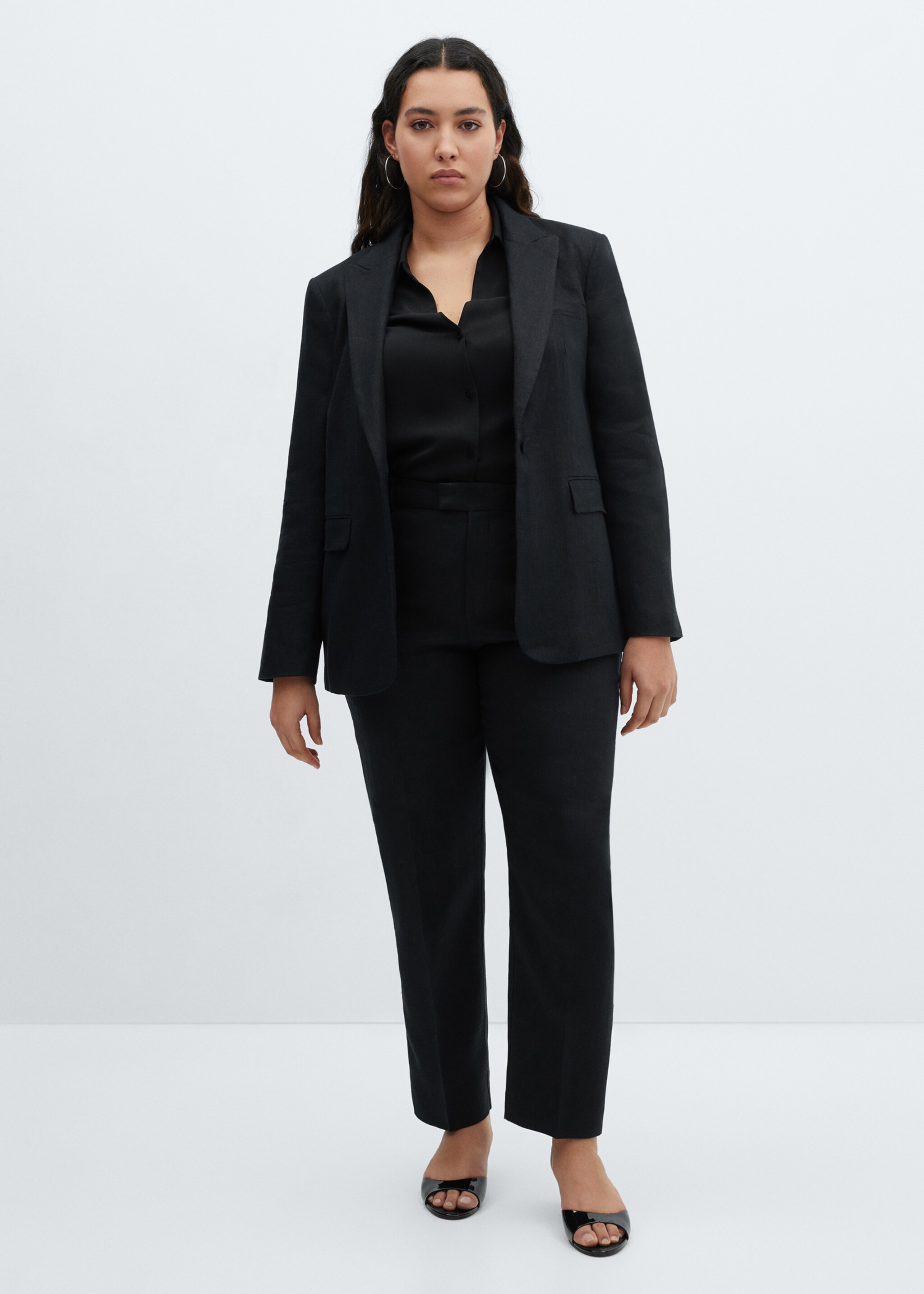 100% linen suit jacket - Details of the article 3, Black. Ref: 67077112-00.