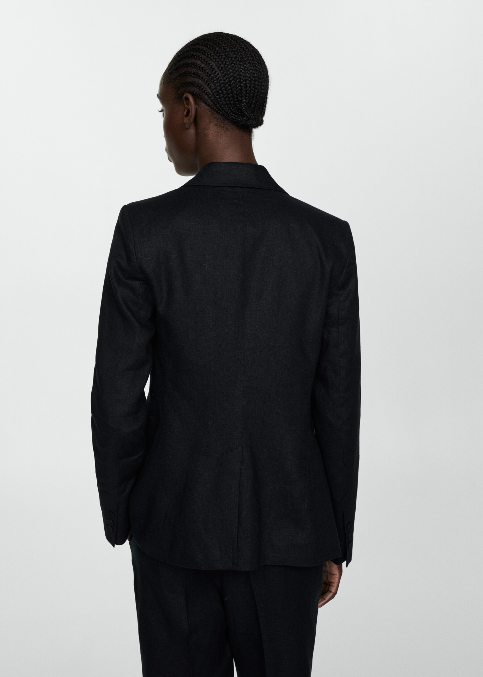100% linen suit jacket - Reverse of the article, Black. Ref: 67077112-00.