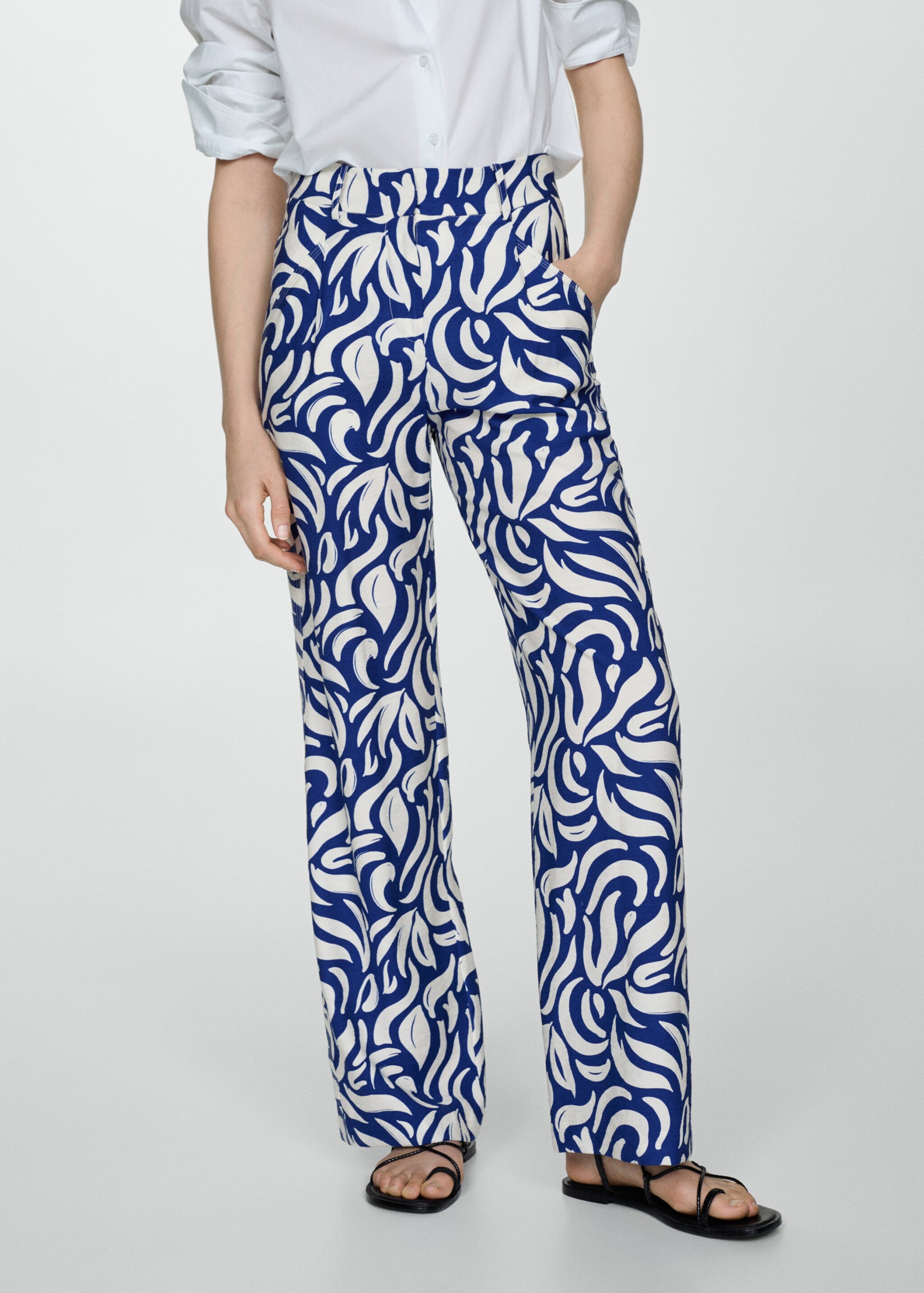 Wide leg printed trousers with pleats - Medium plane