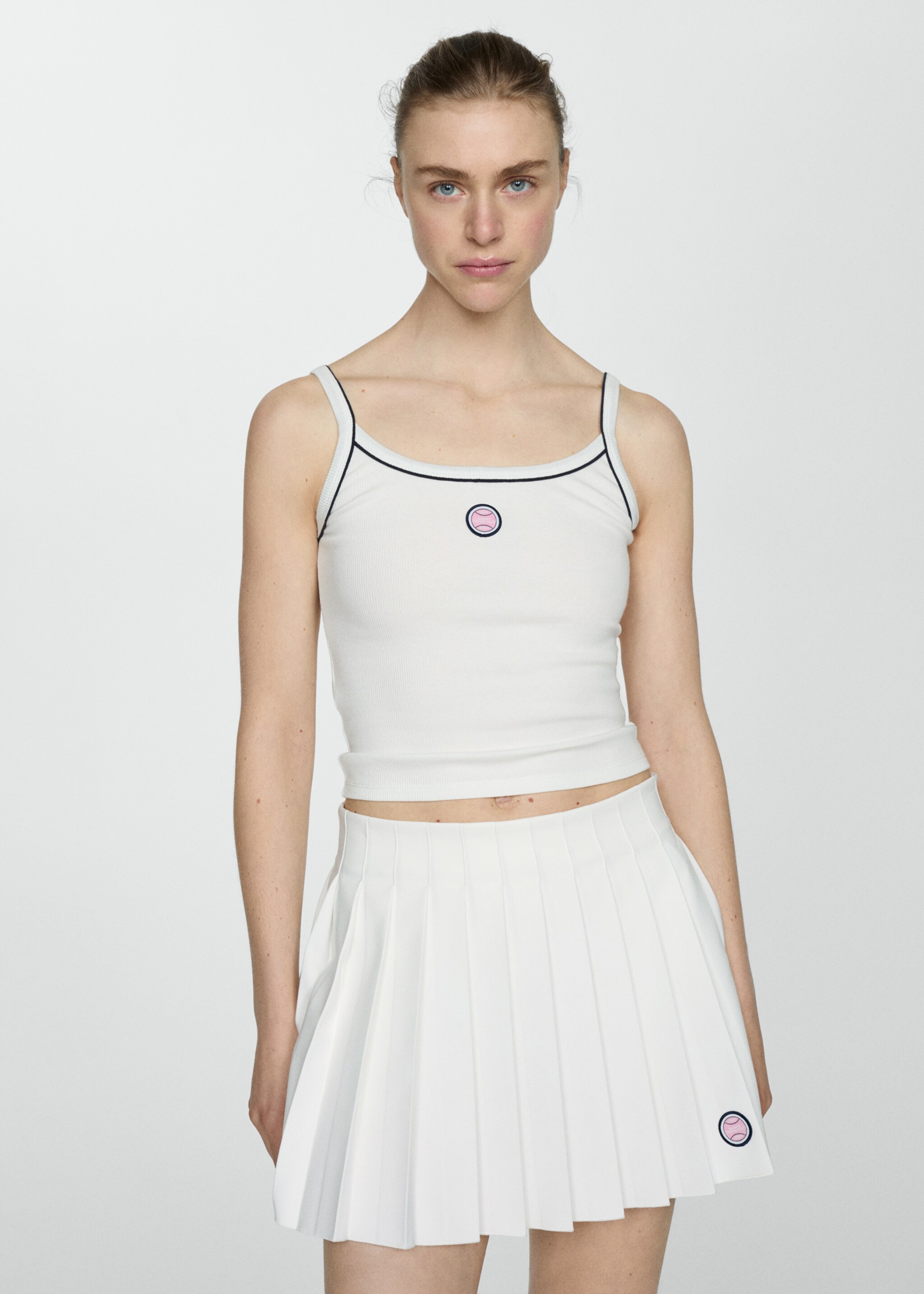 Ribbed strap top - Medium plane, White. Ref: 67077144-00.