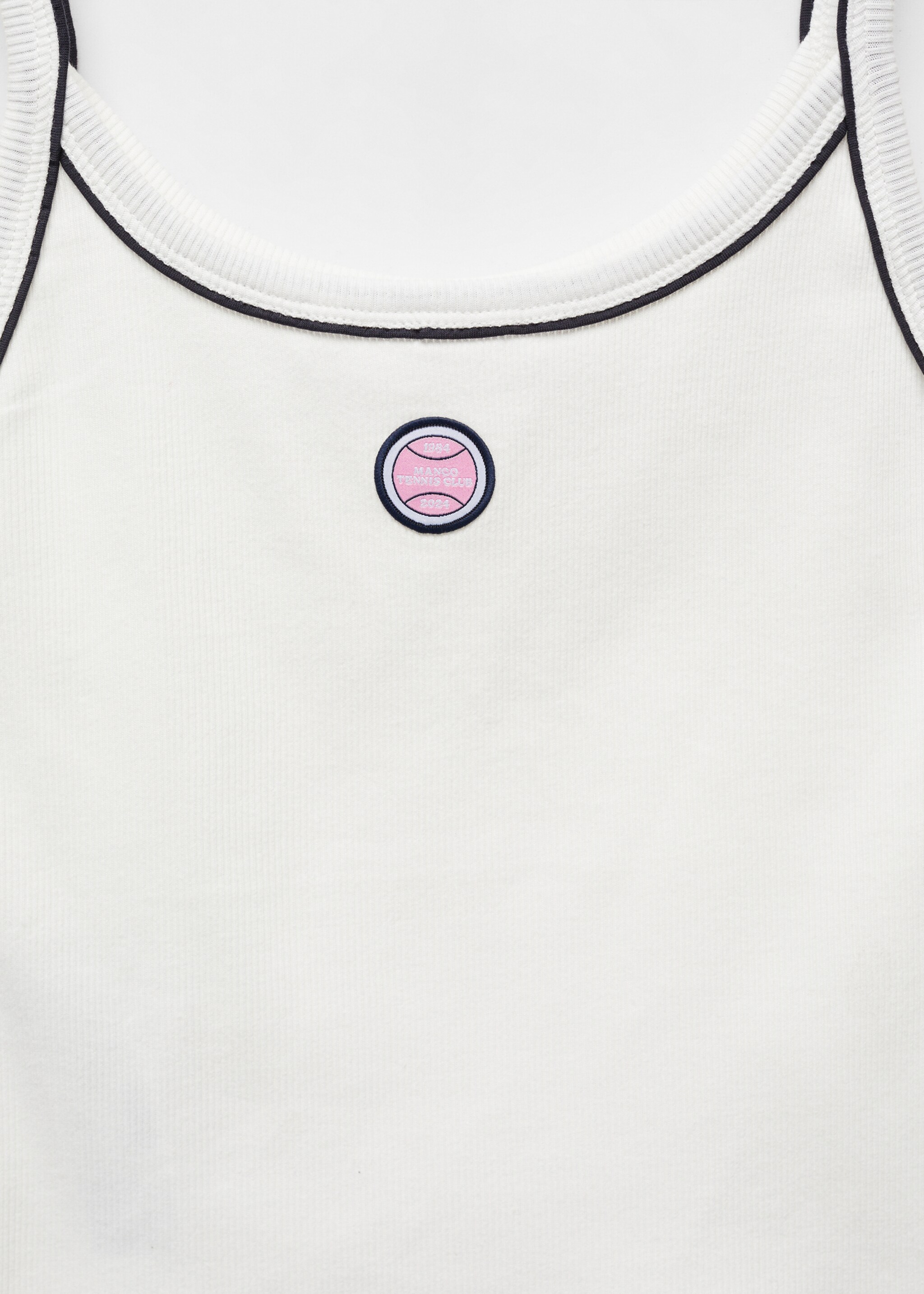 Ribbed strap top - Details of the article 8, White. Ref: 67077144-00.