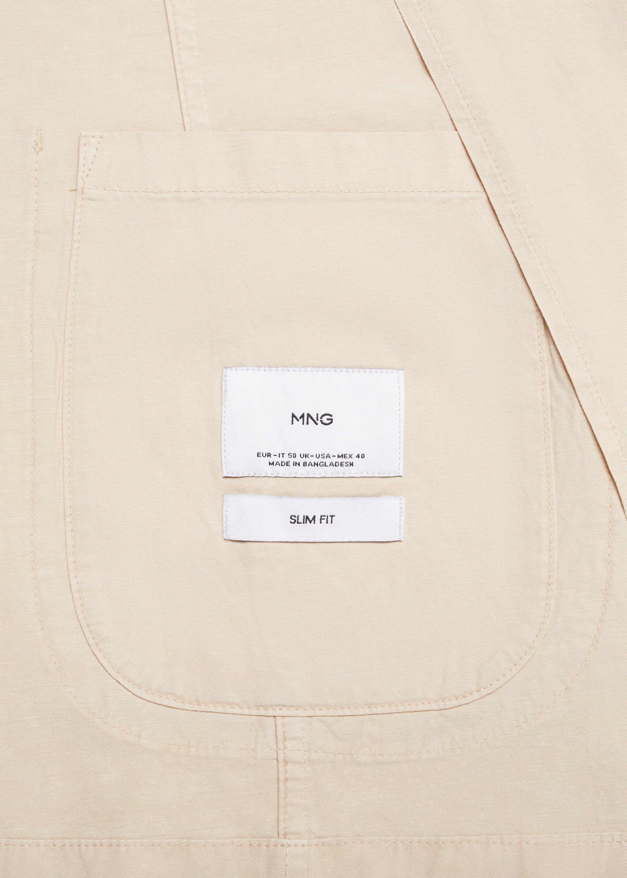 Slim fit linen cotton-blend blazer - Details of the article 0