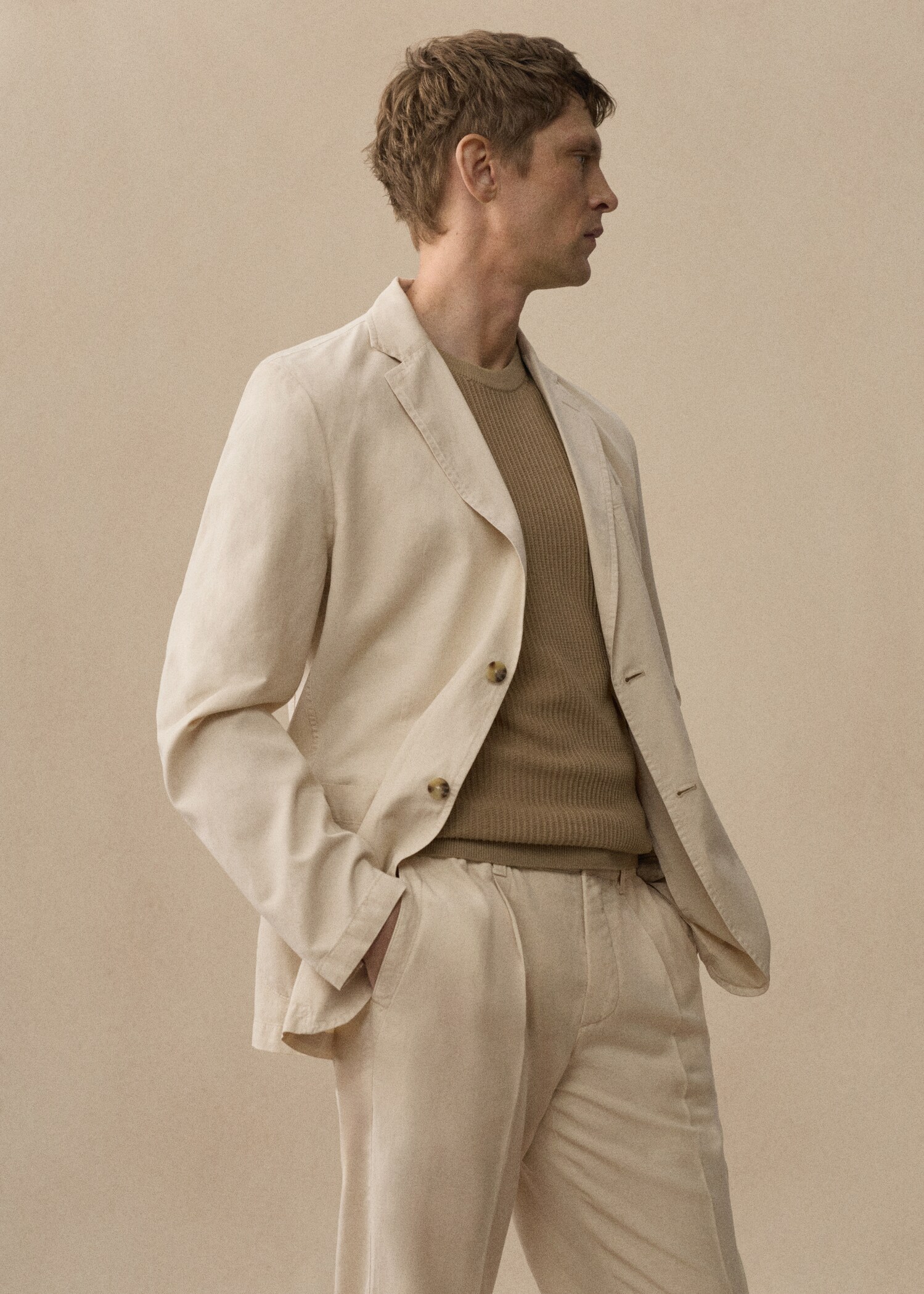 Kavaj slim fit linne/bomull - Detaljer om artikeln 3
